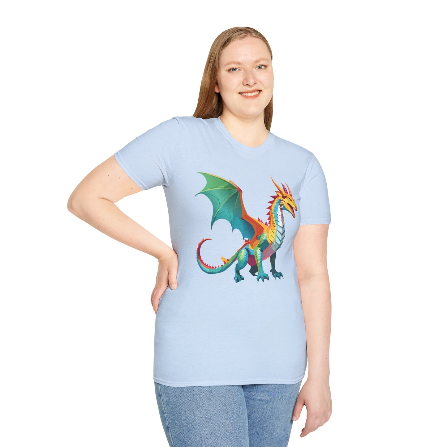 Dragon T Shirt Unisex Animal Design Tee Softstyle Gildan 64000 100 Percent Ring Spun Cotton