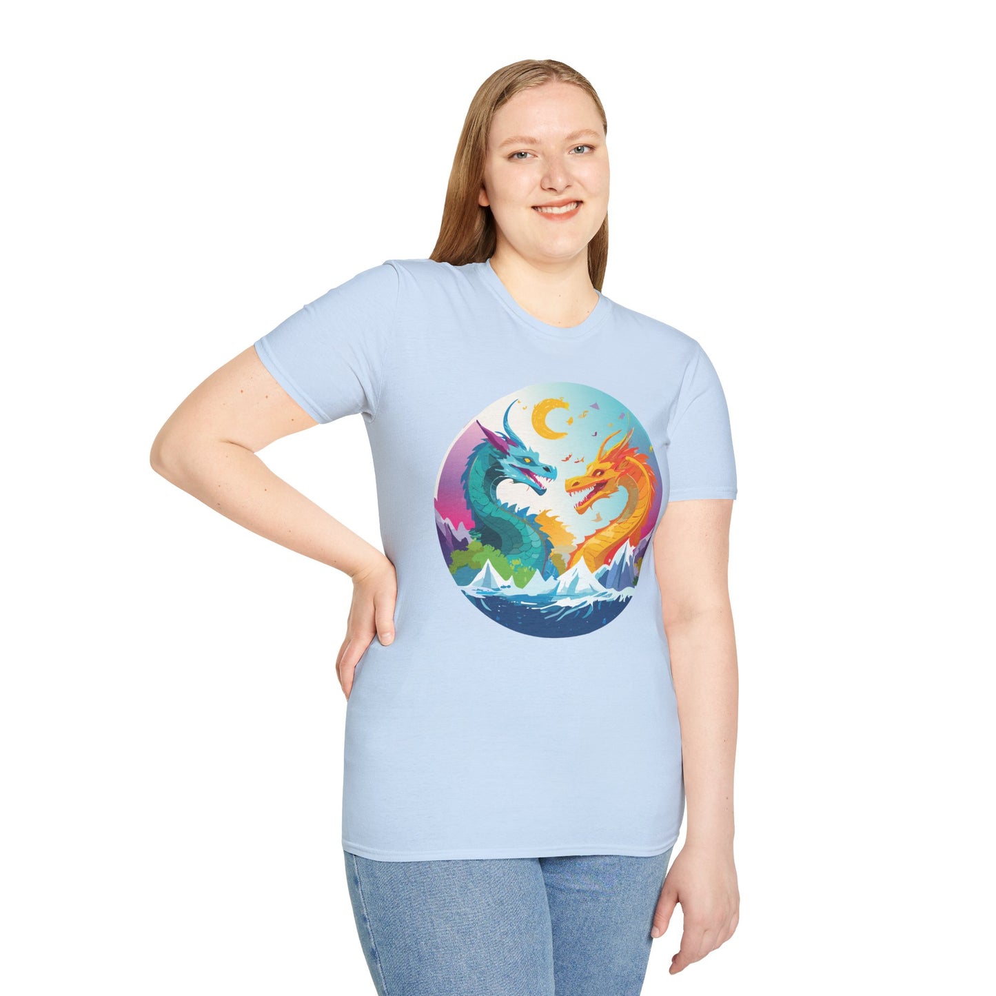 Dragon T Shirt Unisex Gildan Softstyle 64000 Tee Dragon Artwork Animal Print Shirt
