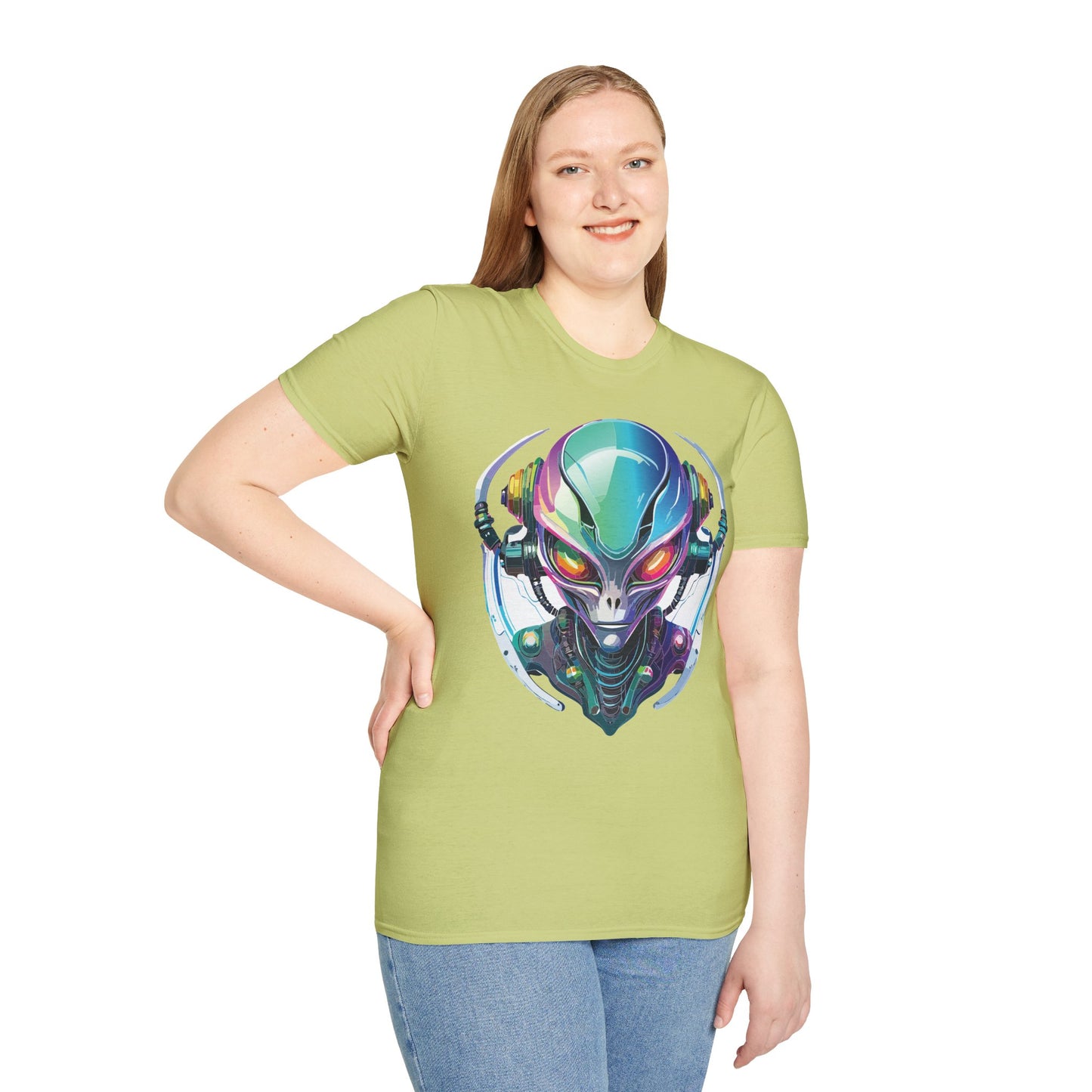 Alien Cosmos T Shirt Unisex Softstyle 64000 Tee With Alien Space Design 100 Percent Ringspun Cotton