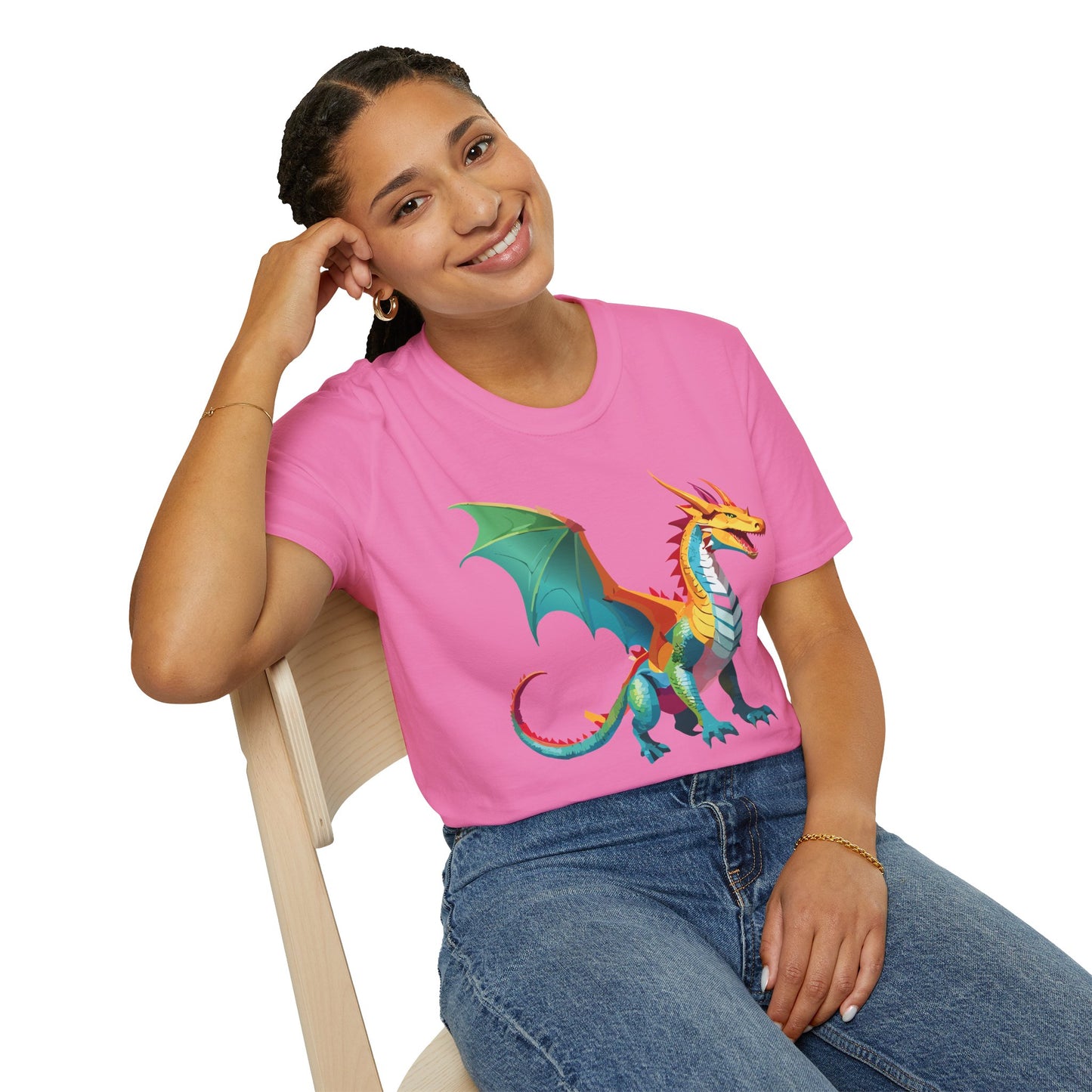 Dragon T Shirt Unisex Animal Design Tee Softstyle Gildan 64000 100 Percent Ring Spun Cotton