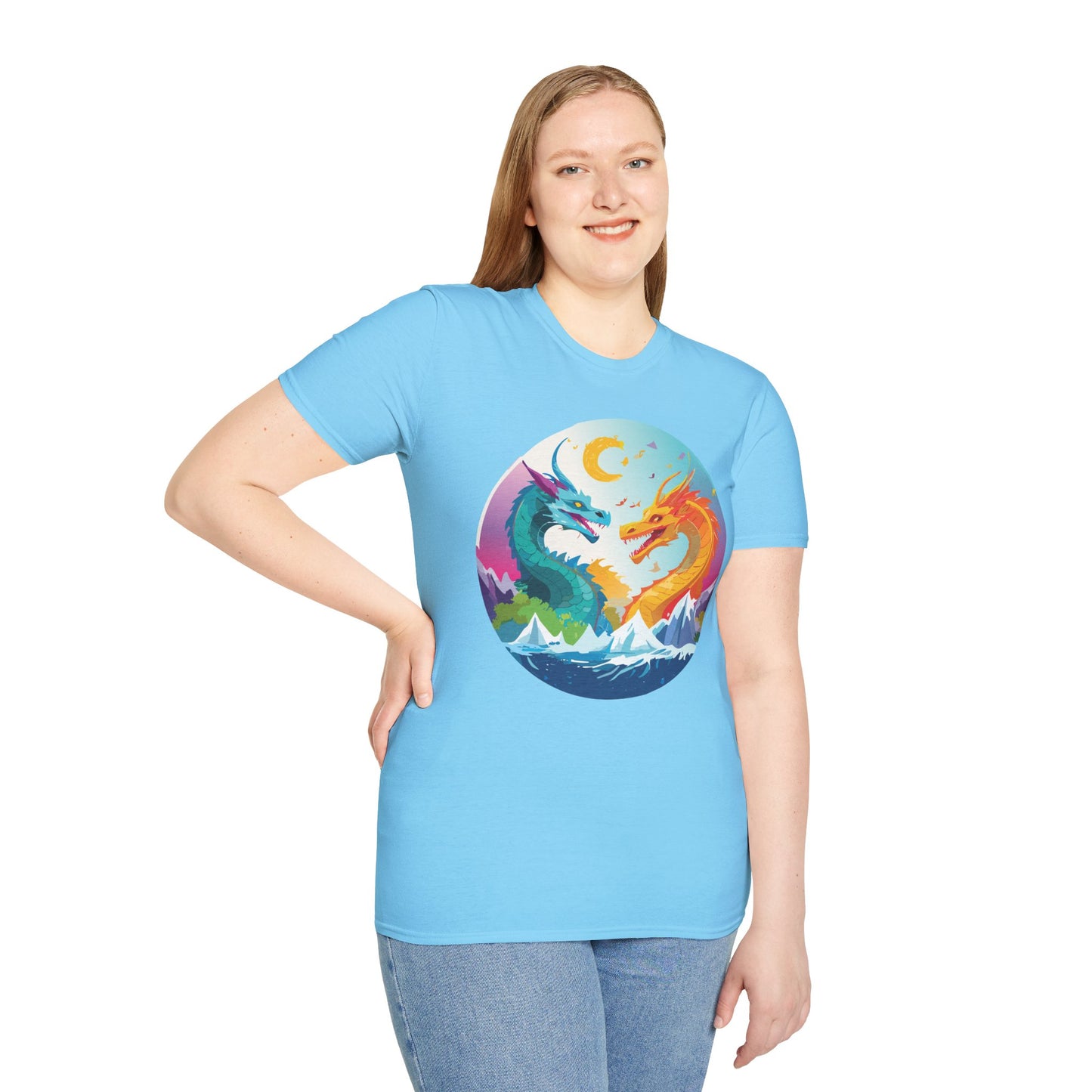 Dragon T Shirt Unisex Gildan Softstyle 64000 Tee Dragon Artwork Animal Print Shirt