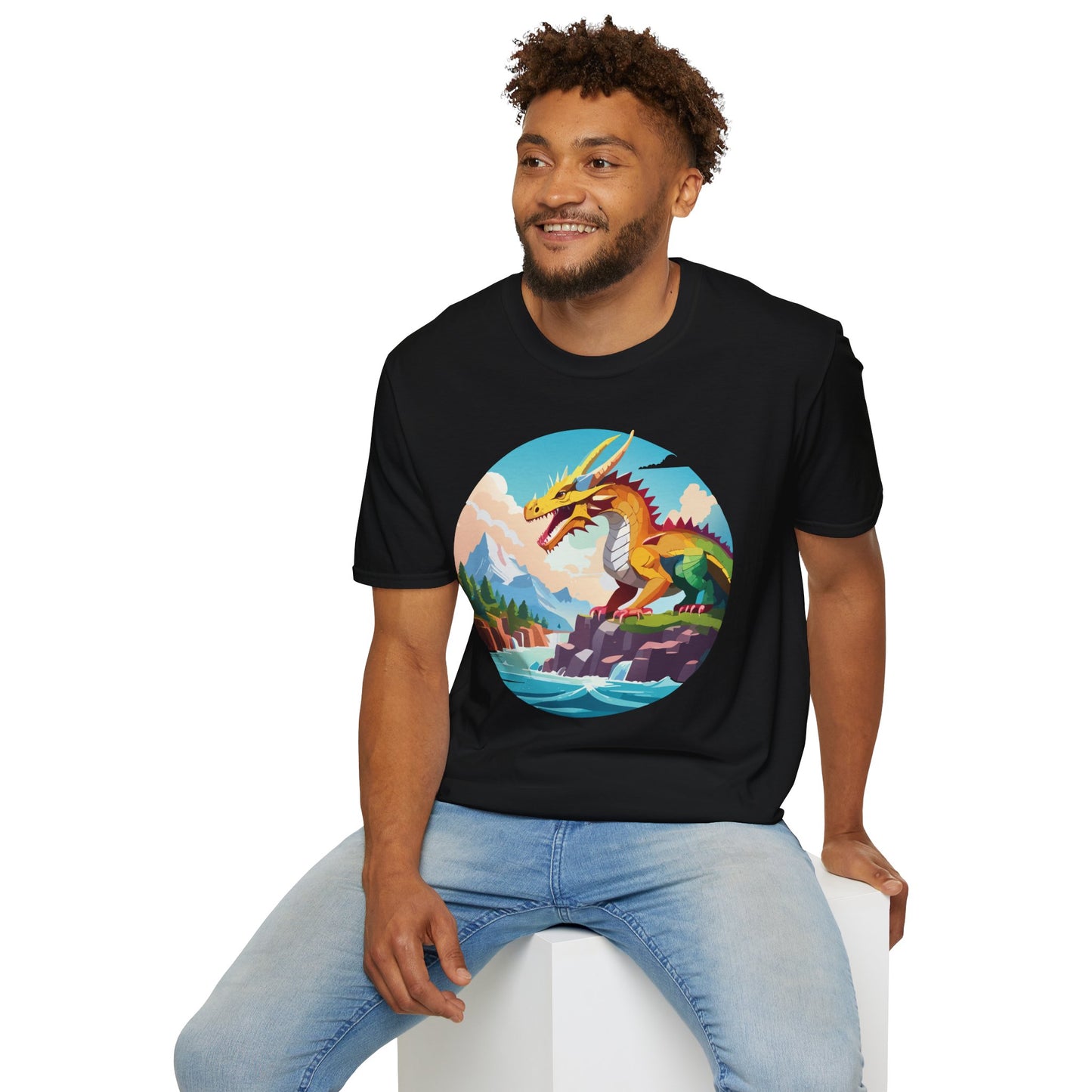 Dragon T Shirt Unisex Softstyle Cotton Tee With Colorful Animal Art Design For Everyday Wear