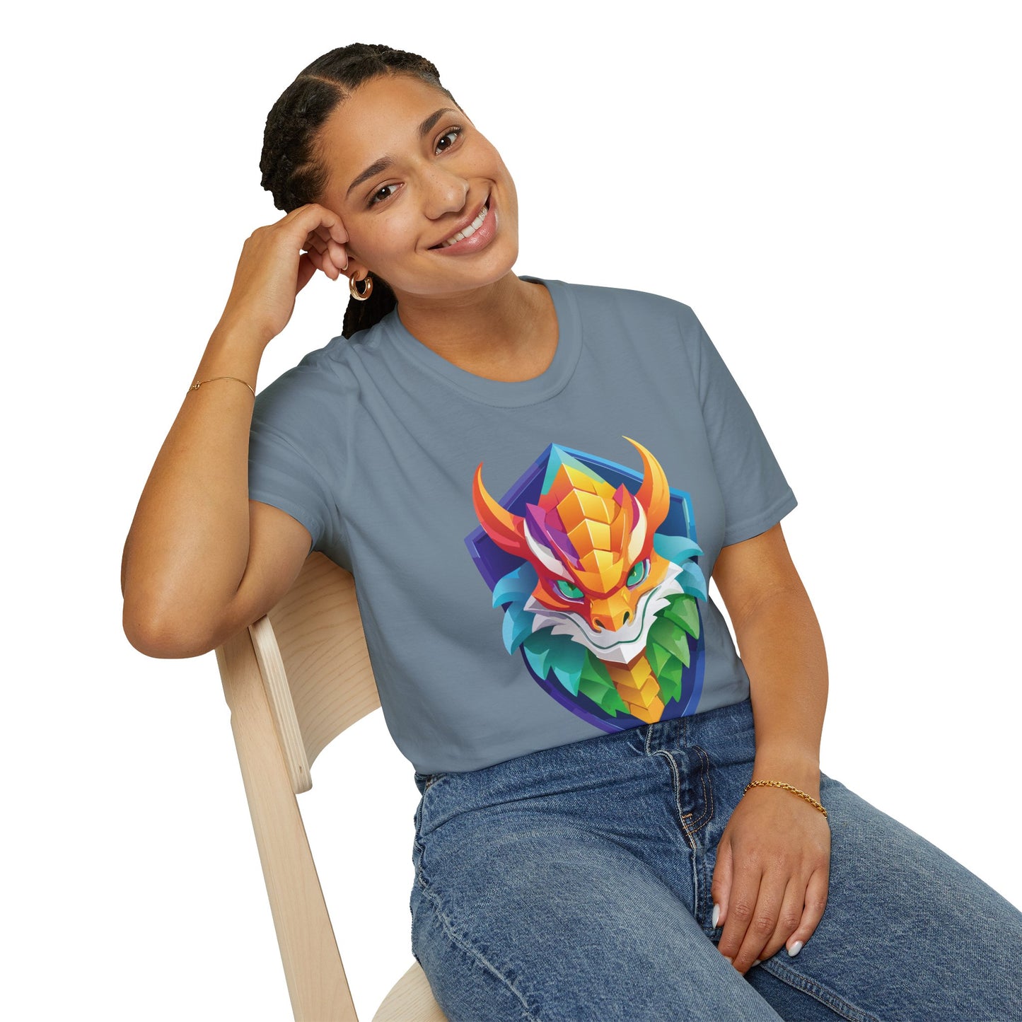 Unisex Dragon T Shirt Softstyle 64000 100 Percent Ring Spun Cotton Comfortable Tee