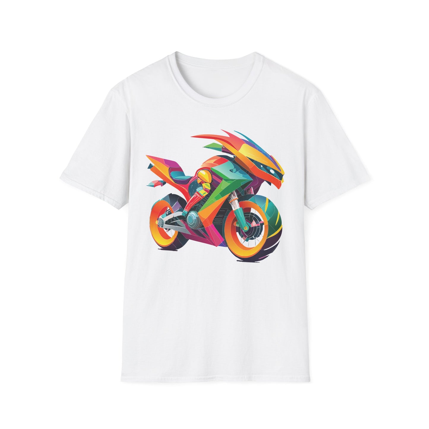 Unisex Bike T Shirt With Motorcycle Artwork Premium Cotton MTB Tee Softstyle 64000