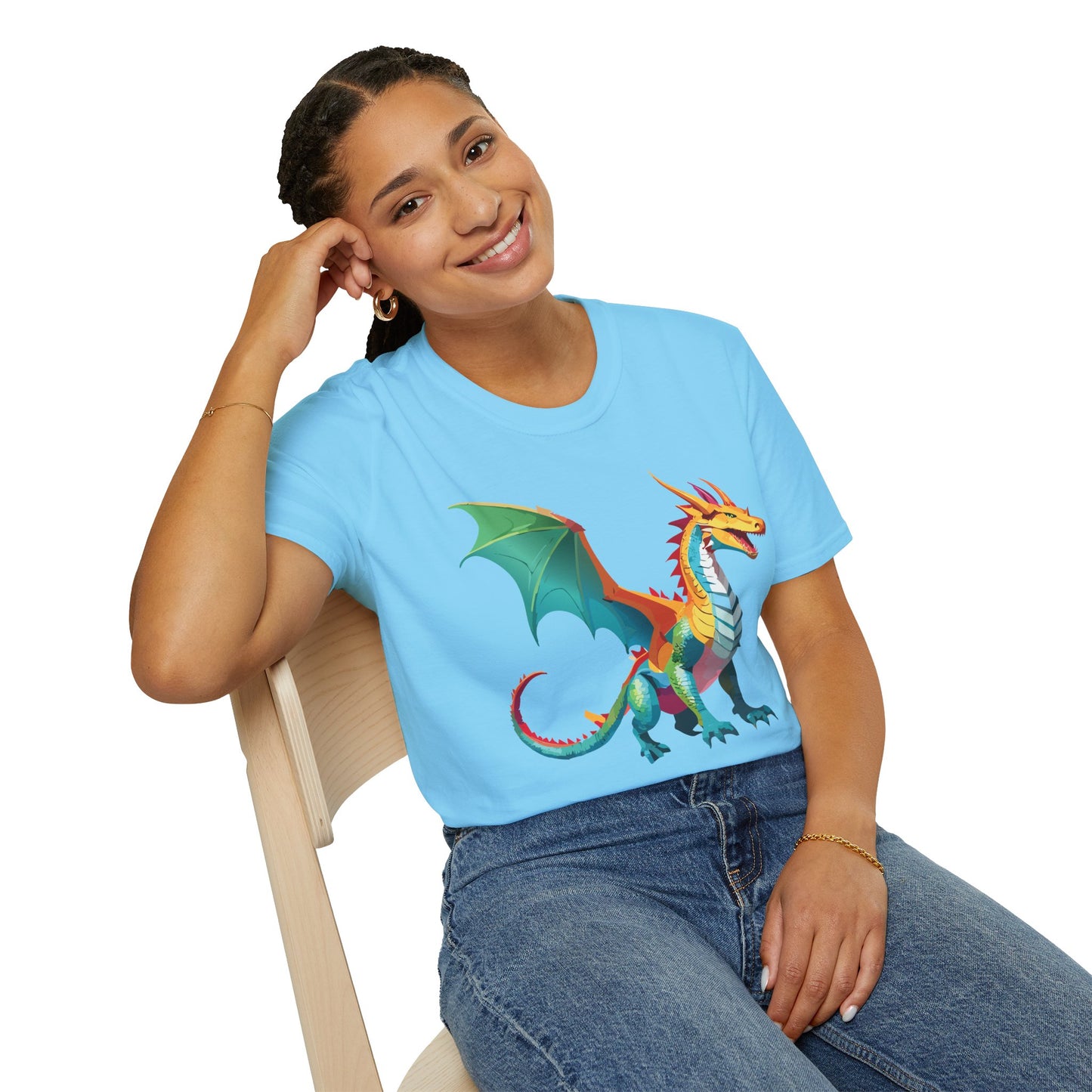 Dragon T Shirt Unisex Animal Design Tee Softstyle Gildan 64000 100 Percent Ring Spun Cotton