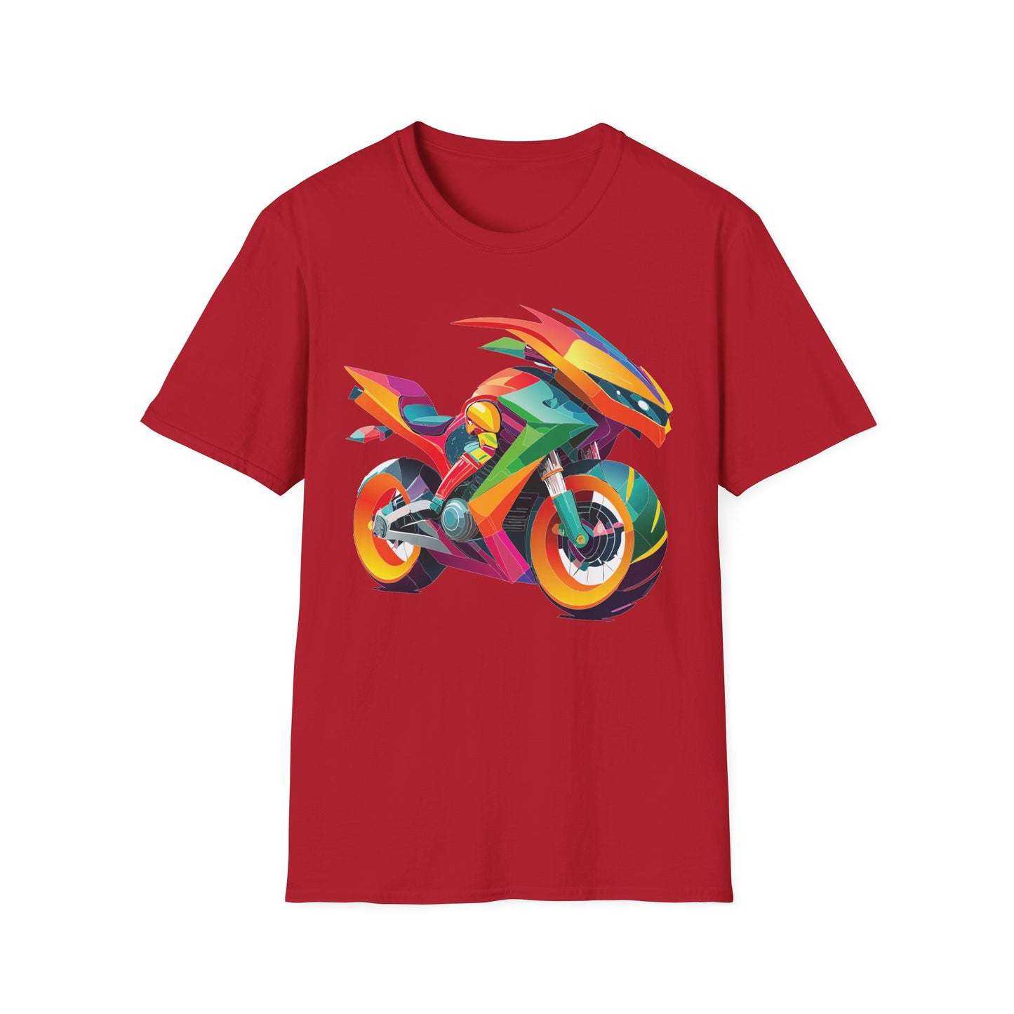 Unisex Bike T Shirt With Motorcycle Artwork Premium Cotton MTB Tee Softstyle 64000