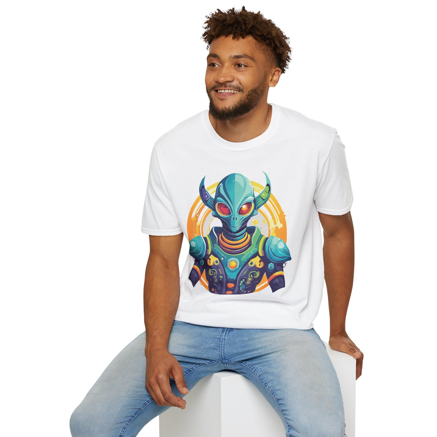 Alien T Shirt Cosmos Design Unisex Softstyle Cotton Tee With Aliens Art Graphic Print