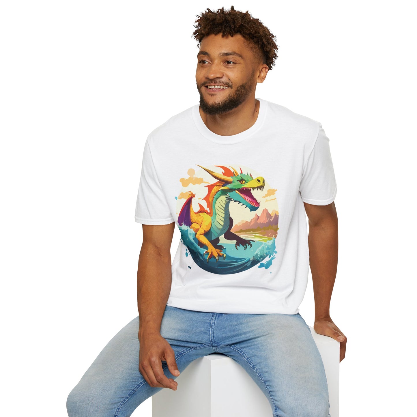 Dragon T Shirt Unisex Animal Print Dragon Shirt Gildan Softstyle Cotton Tee 64000