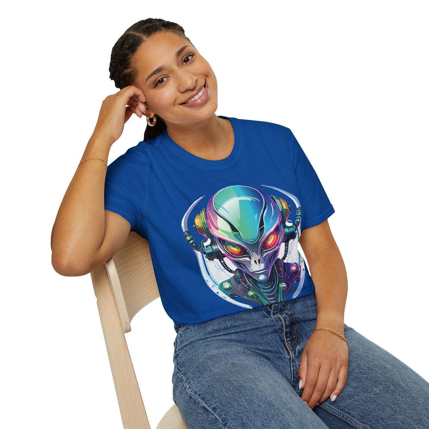 Alien Cosmos T Shirt Unisex Softstyle 64000 Tee With Alien Space Design 100 Percent Ringspun Cotton