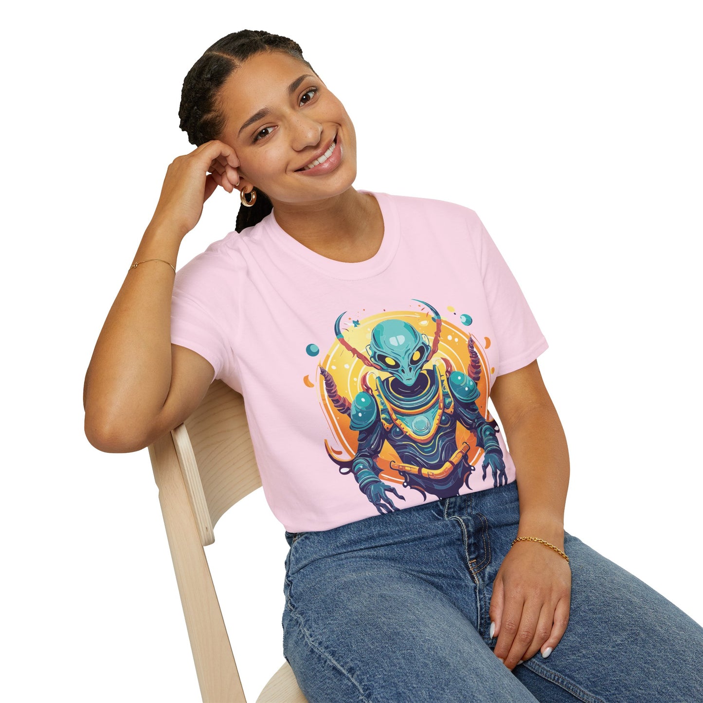Cosmos Alien T Shirt Unisex Softstyle Short Sleeve Tee With Alien Art Design Artwork