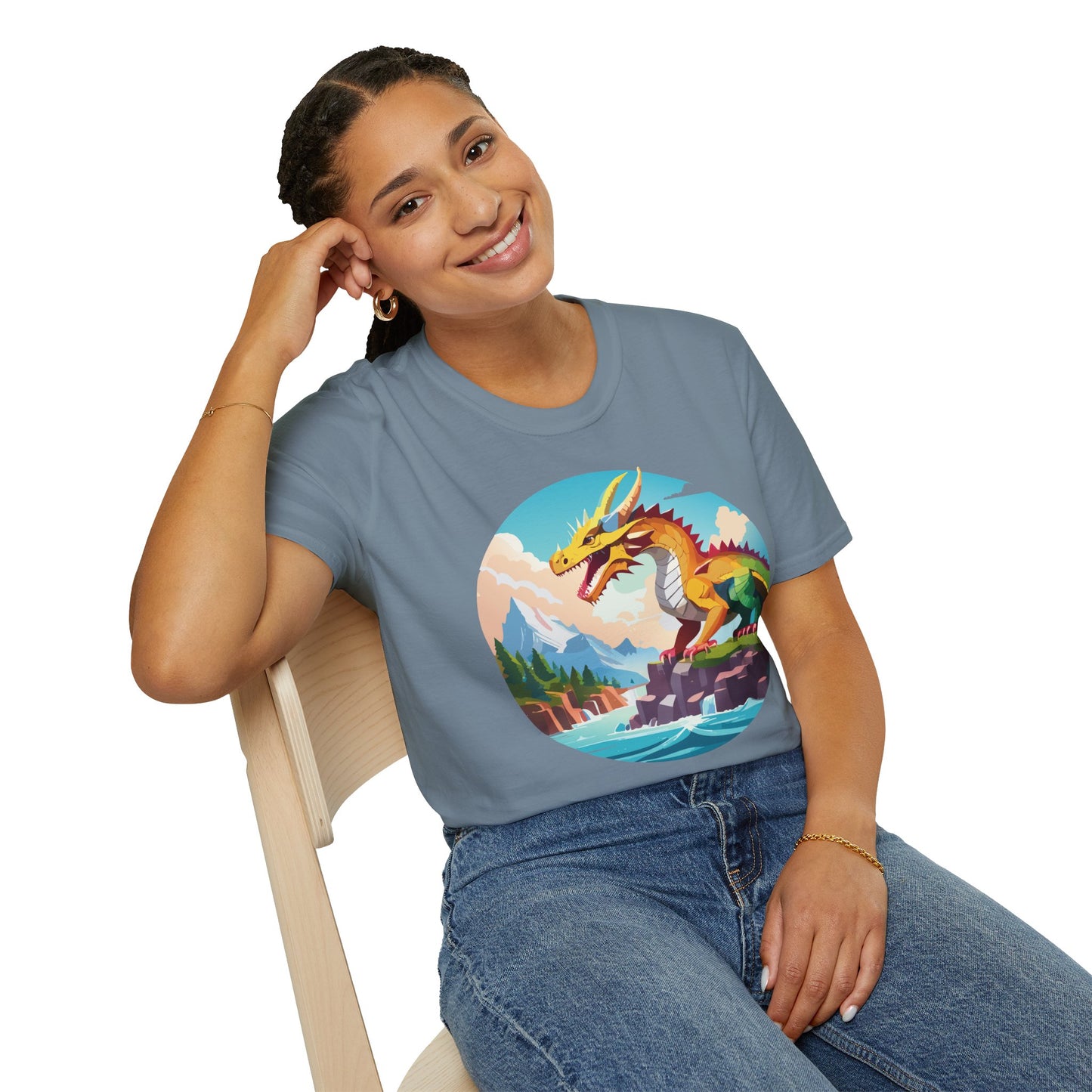 Dragon T Shirt Unisex Softstyle Cotton Tee With Colorful Animal Art Design For Everyday Wear