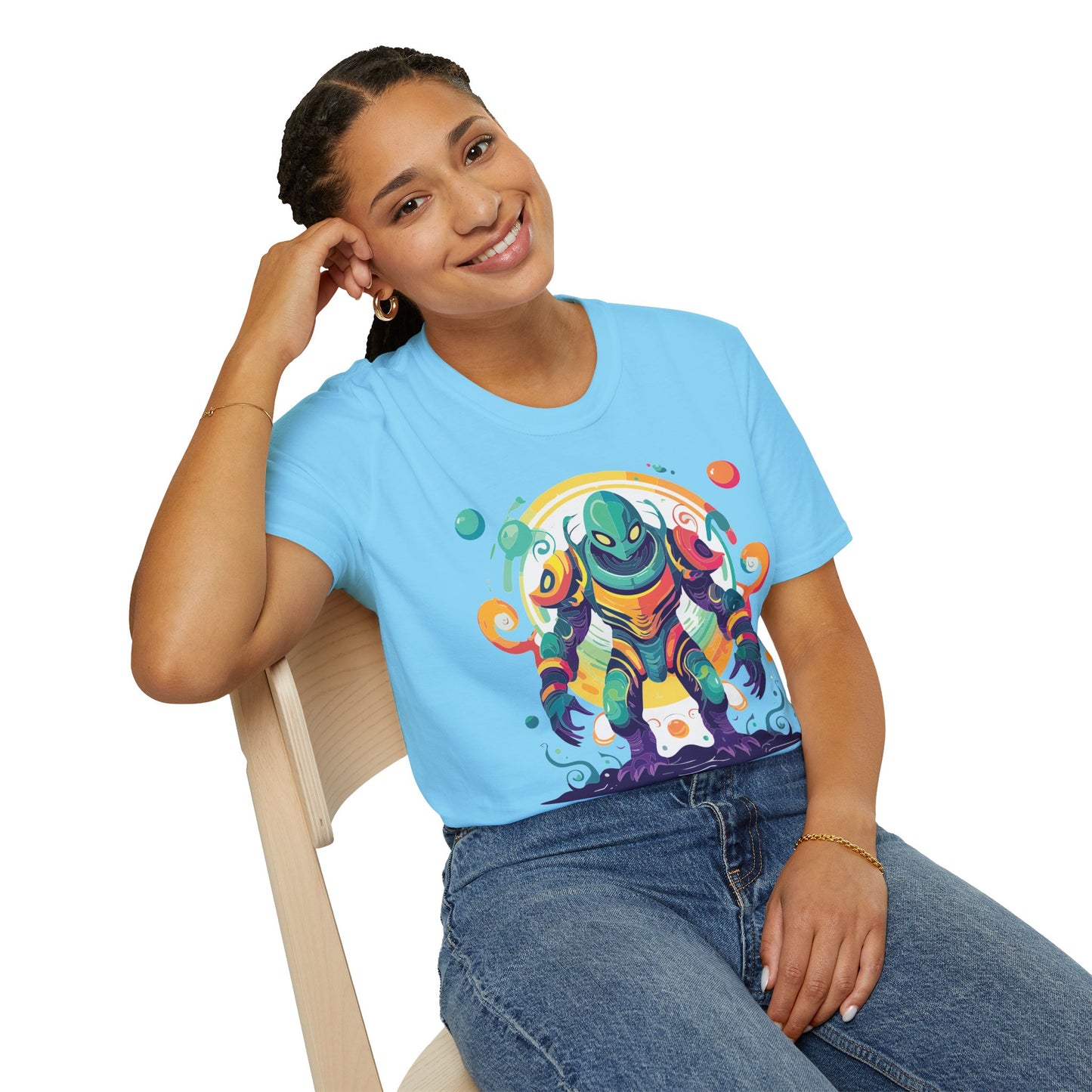 Cosmos Alien T Shirt Unisex Softstyle 64000 with Art Design Durable Comfort Artwork Tee