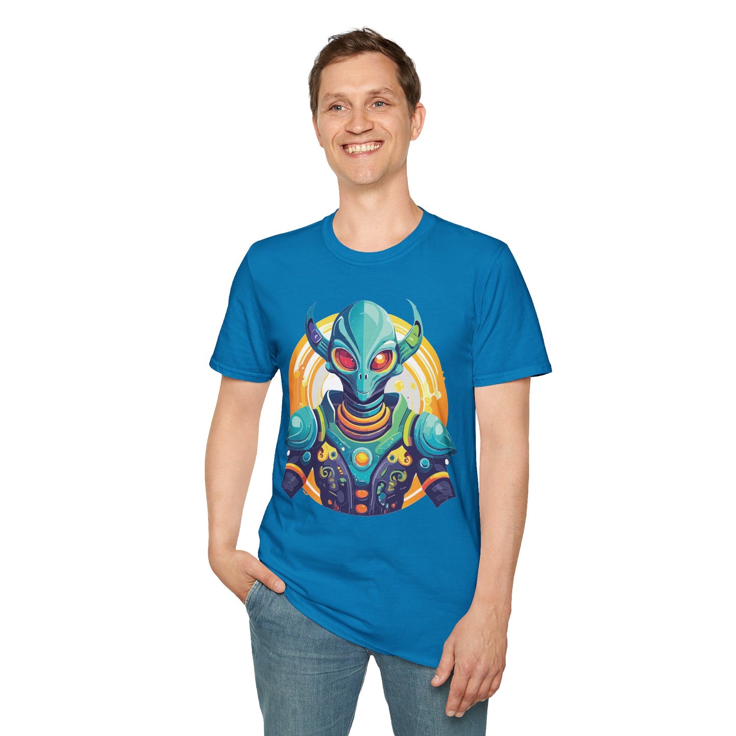 Alien T Shirt Cosmos Design Unisex Softstyle Cotton Tee With Aliens Art Graphic Print