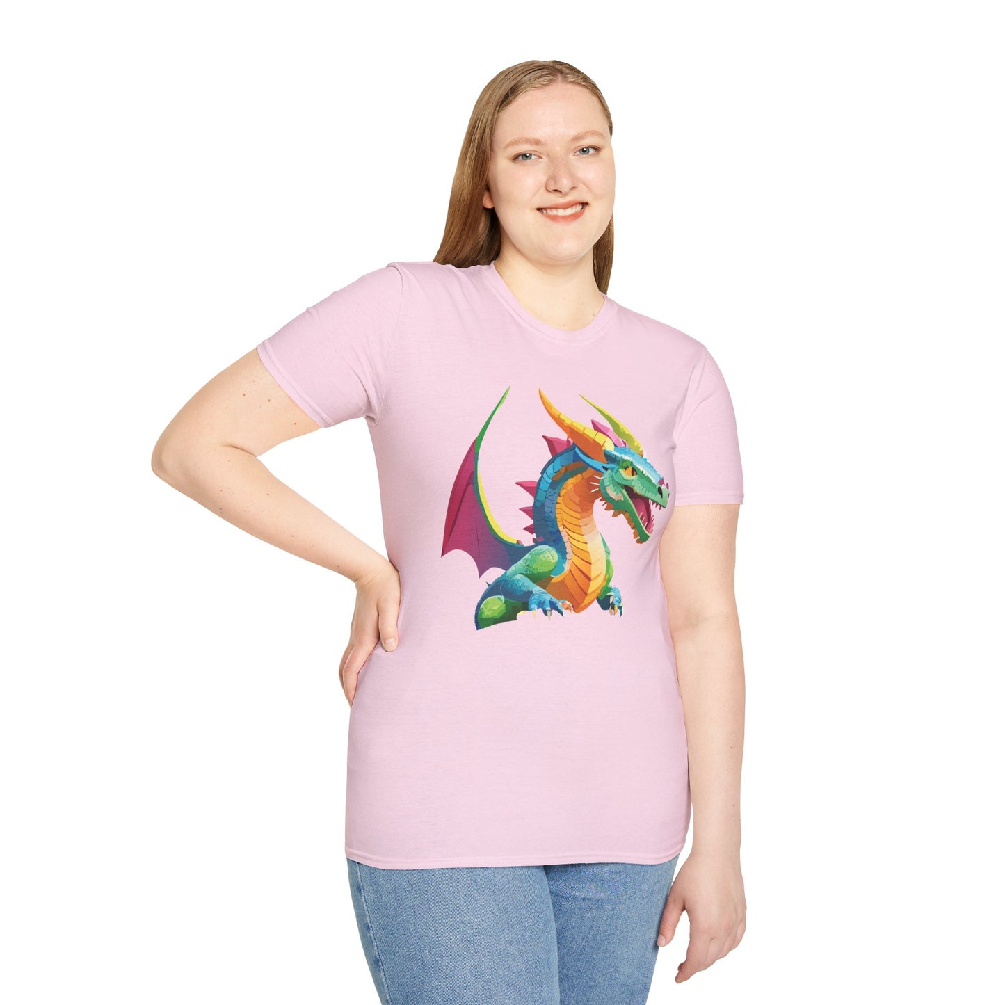 Unisex Dragon Graphic Tee Softstyle Short Sleeve T Shirt Made From Ring Spun Cotton