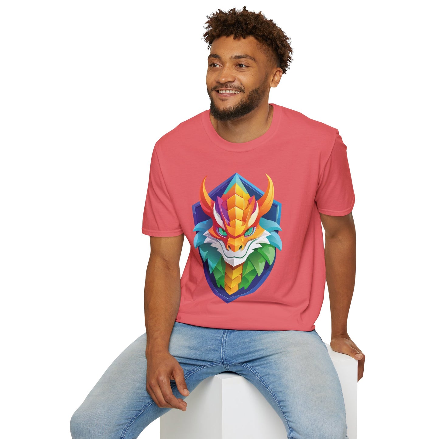 Unisex Dragon T Shirt Softstyle 64000 100 Percent Ring Spun Cotton Comfortable Tee