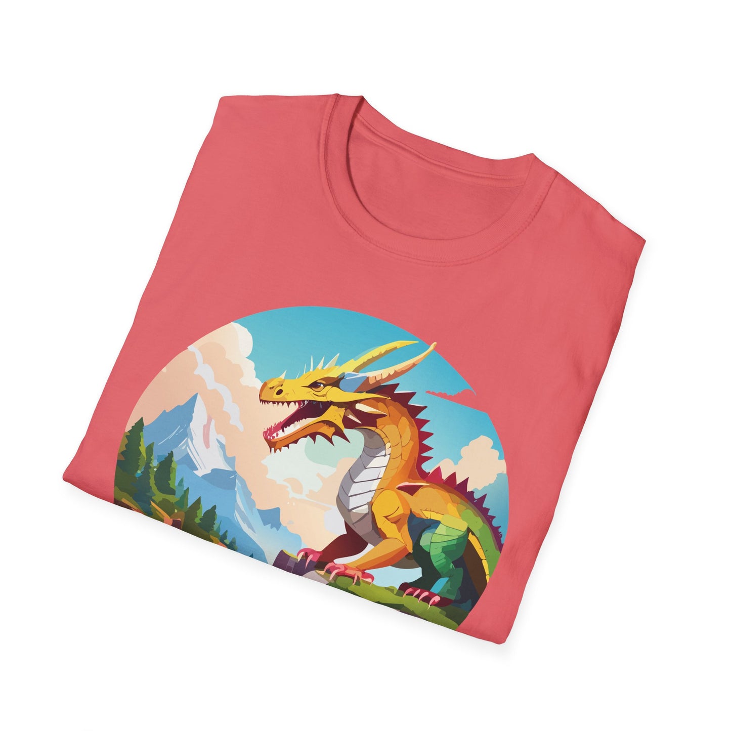 Dragon T Shirt Unisex Softstyle Cotton Tee With Colorful Animal Art Design For Everyday Wear