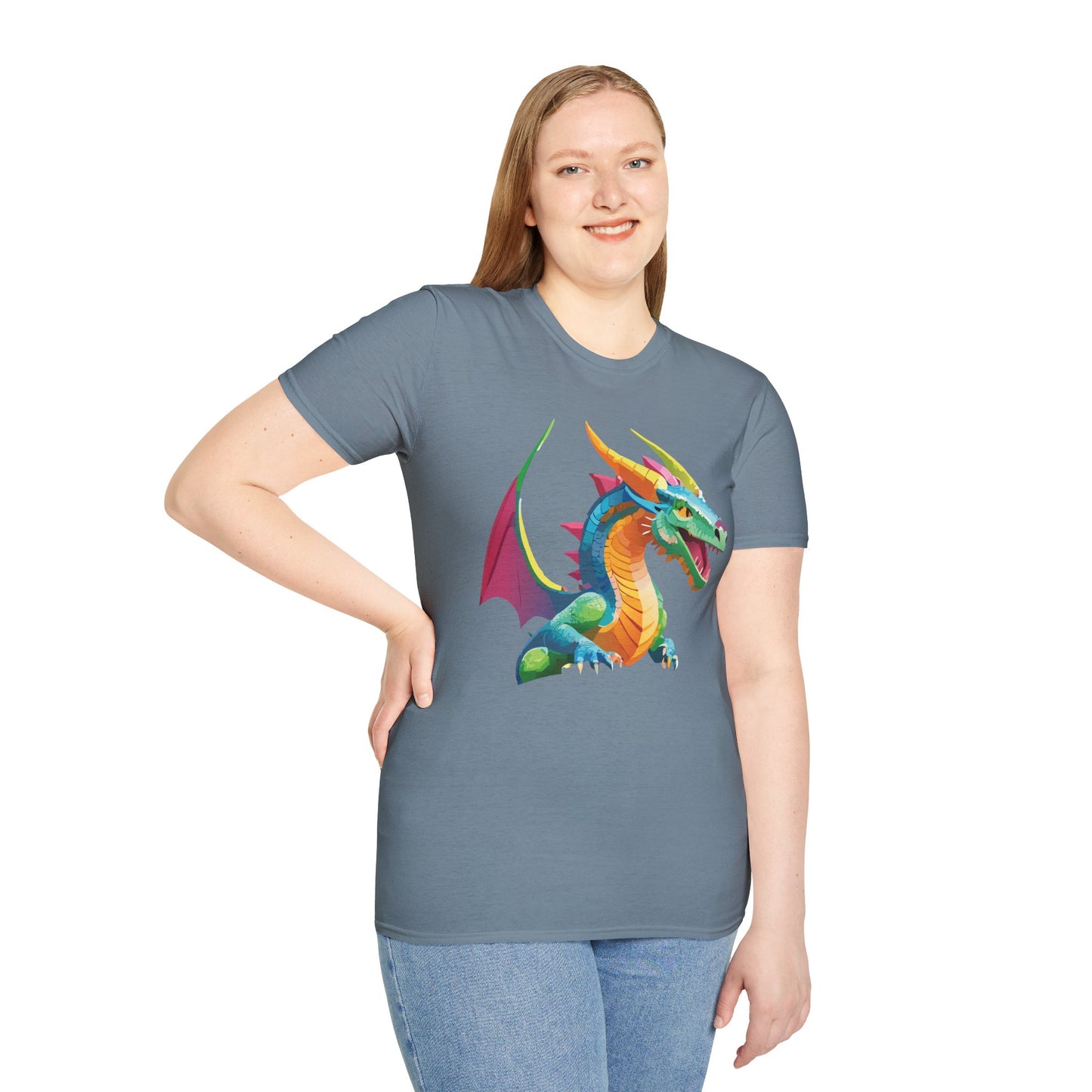Unisex Dragon Graphic Tee Softstyle Short Sleeve T Shirt Made From Ring Spun Cotton