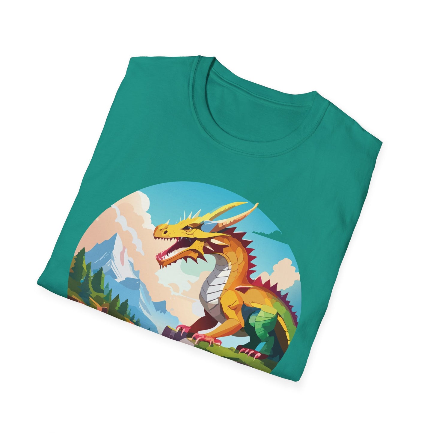 Dragon T Shirt Unisex Softstyle Cotton Tee With Colorful Animal Art Design For Everyday Wear