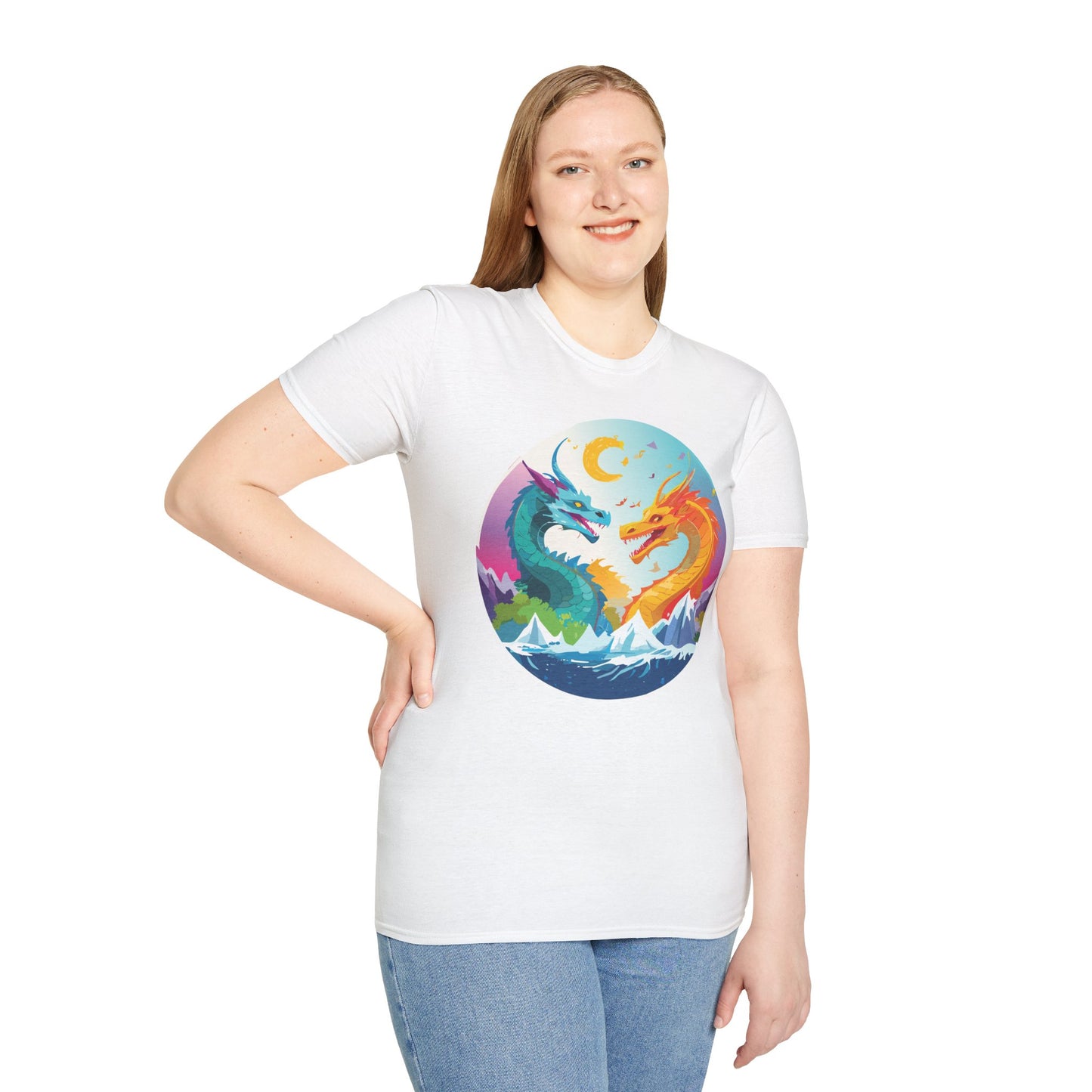 Dragon T Shirt Unisex Gildan Softstyle 64000 Tee Dragon Artwork Animal Print Shirt