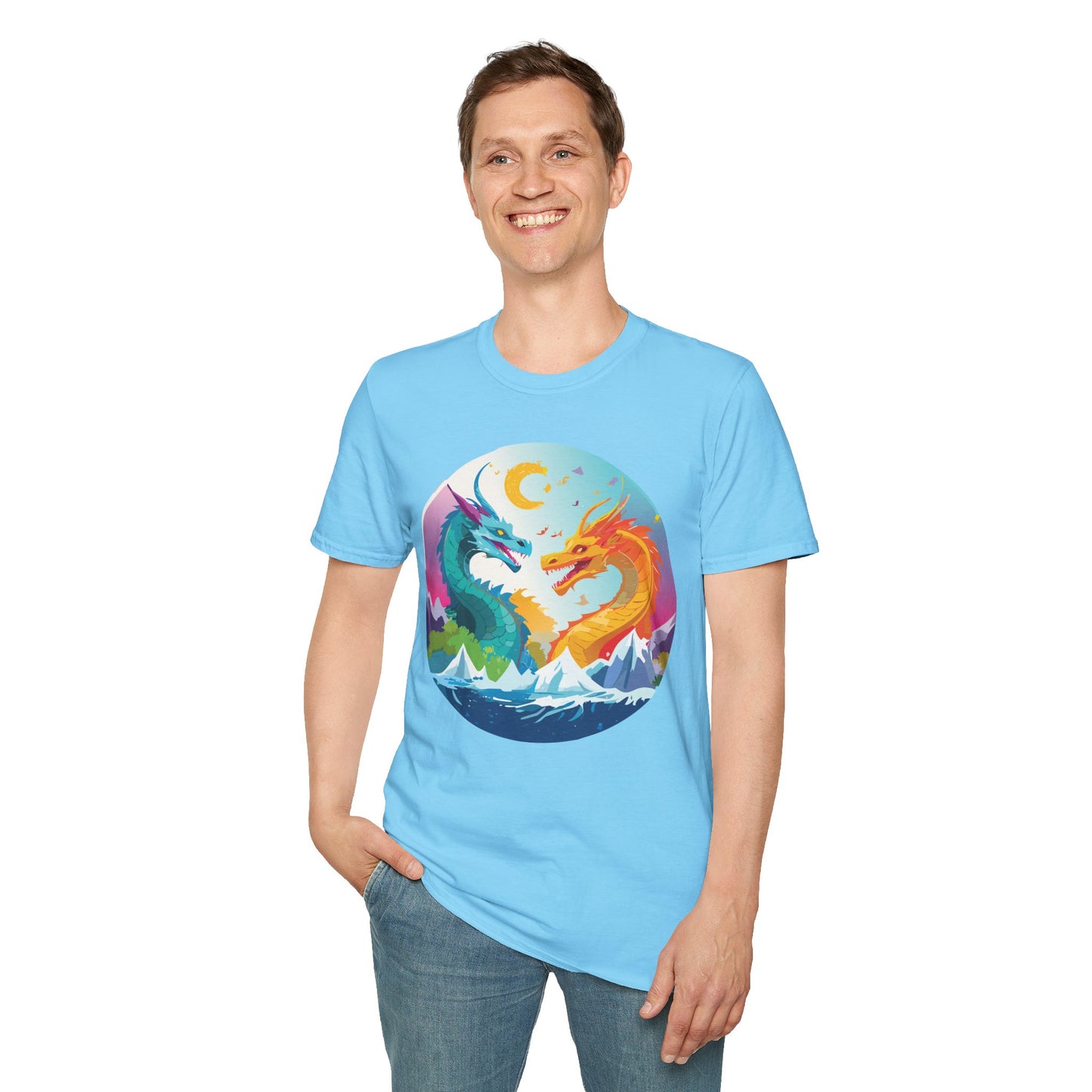 Dragon T Shirt Unisex Gildan Softstyle 64000 Tee Dragon Artwork Animal Print Shirt