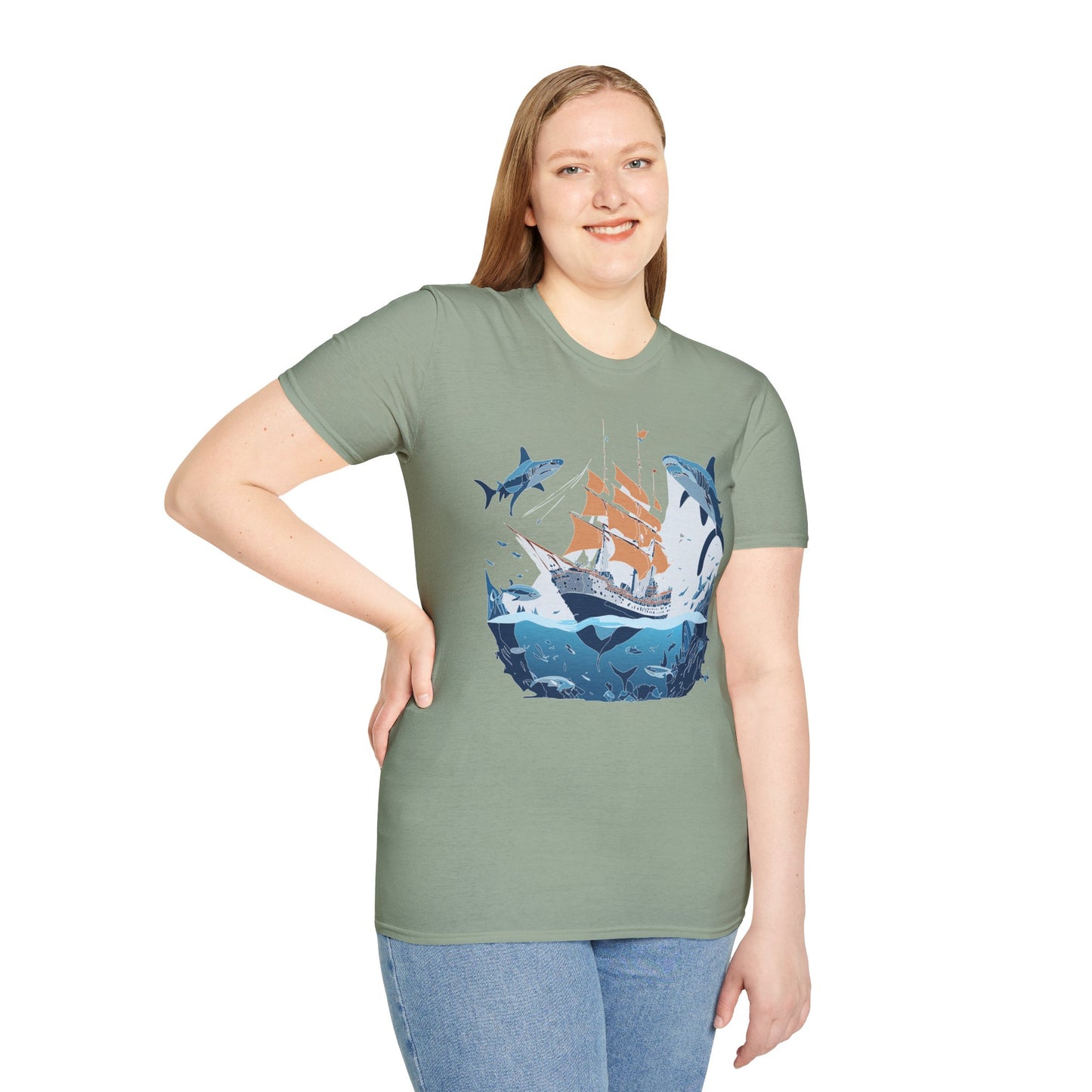 Ocean Tee Shirt, Ocean Shirt, Shirt with Ocean, U boat Tees, Shirt with U-Boat