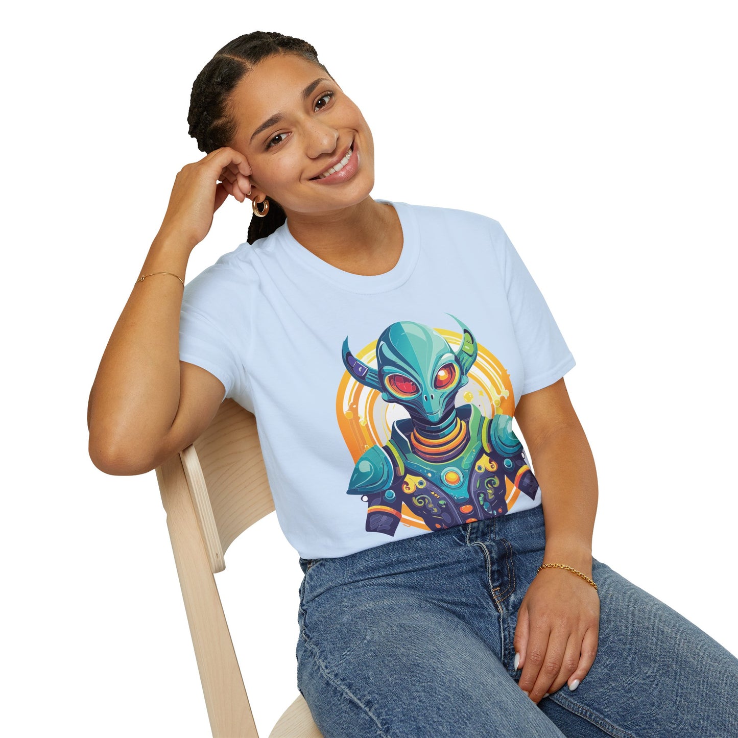 Alien T Shirt Cosmos Design Unisex Softstyle Cotton Tee With Aliens Art Graphic Print