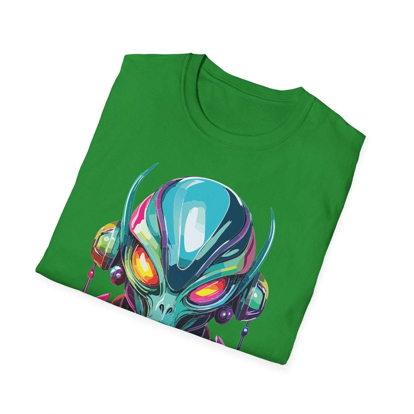 Alien Cosmos Unisex Cotton T Shirt With Alien Artwork Softstyle Ring Spun Cotton 64000