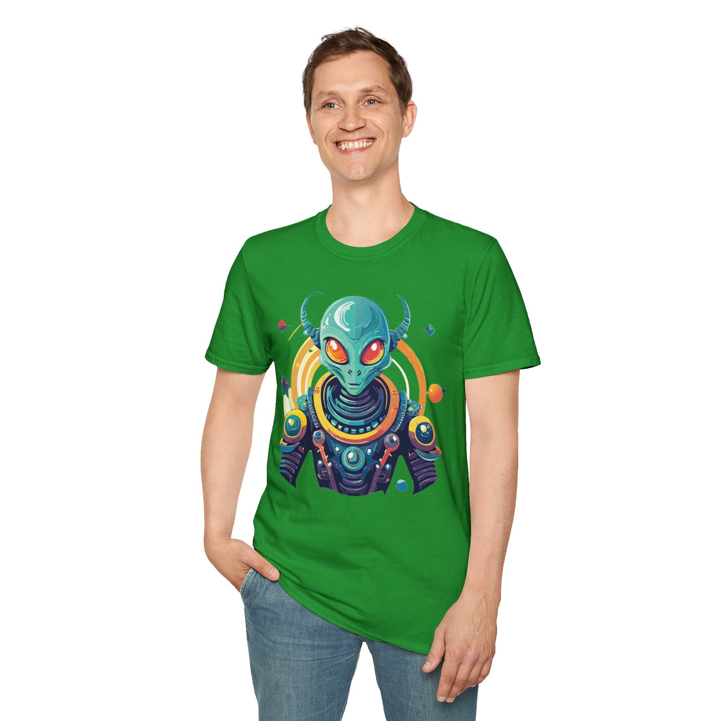 Alien Cosmos T Shirt Unisex Softstyle Cotton Tee With Alien Art Design Premium Comfort