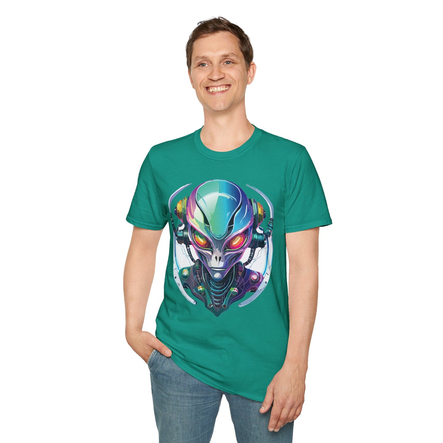 Alien Cosmos T Shirt Unisex Softstyle 64000 Tee With Alien Space Design 100 Percent Ringspun Cotton