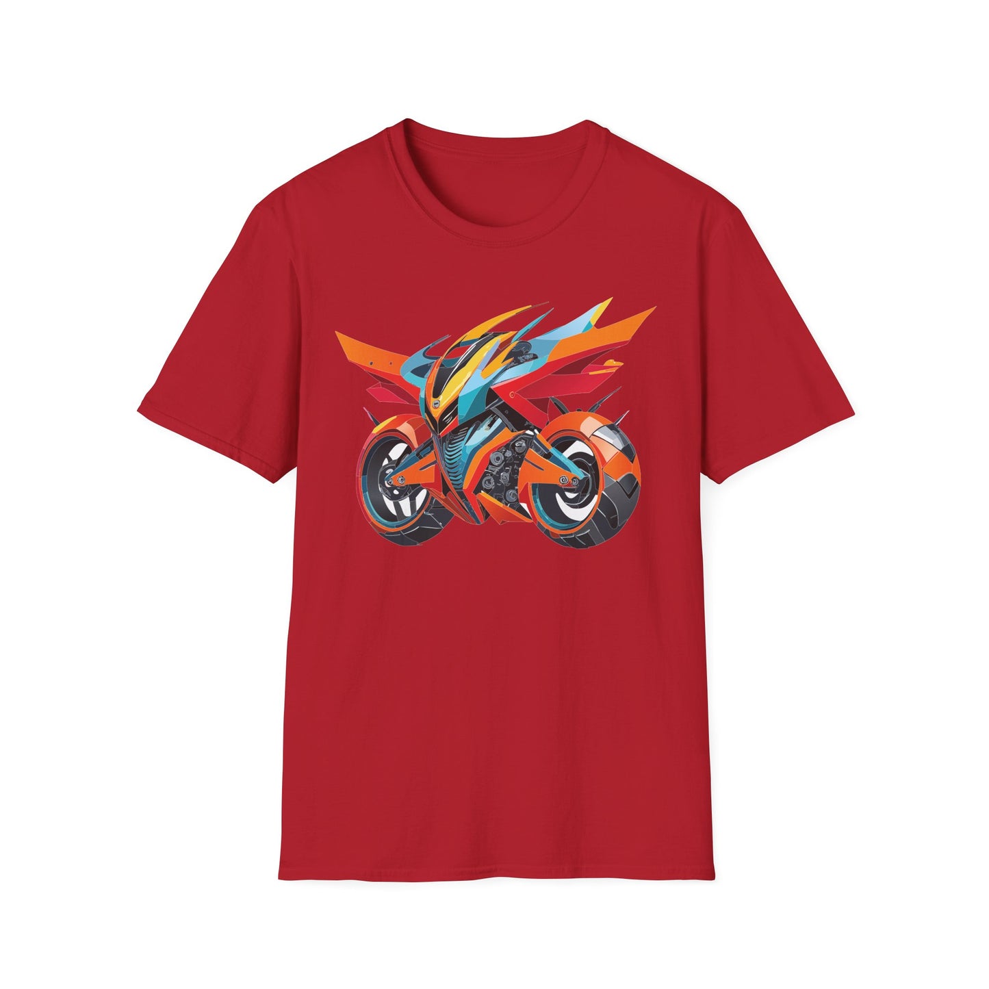 Unisex Bike T Shirt With Motorcycle Art Design Graphic Tee Softstyle 64000 Cotton