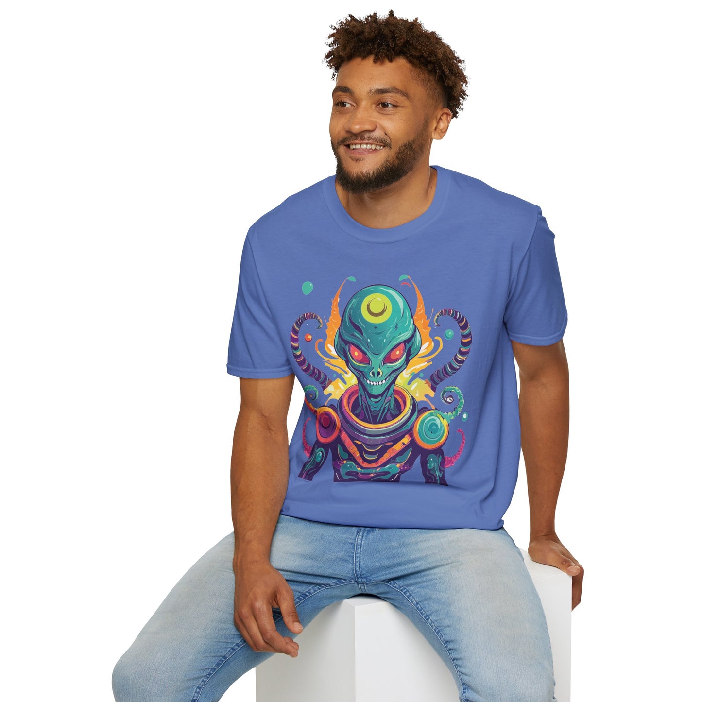 Alien Cosmos Unisex T Shirt With Aliens Design Gildan Softstyle 64000 Comfortable Lightweight Tee