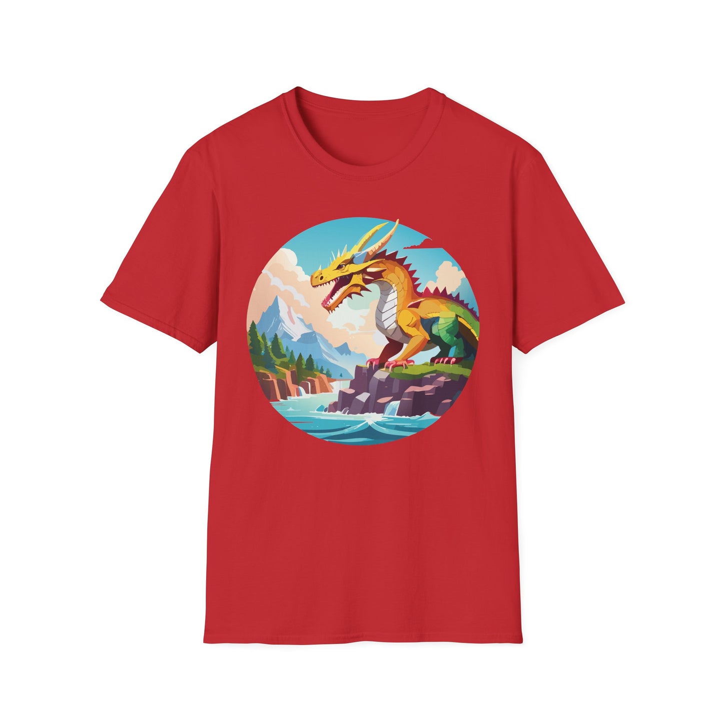 Dragon T Shirt Unisex Softstyle Cotton Tee With Colorful Animal Art Design For Everyday Wear