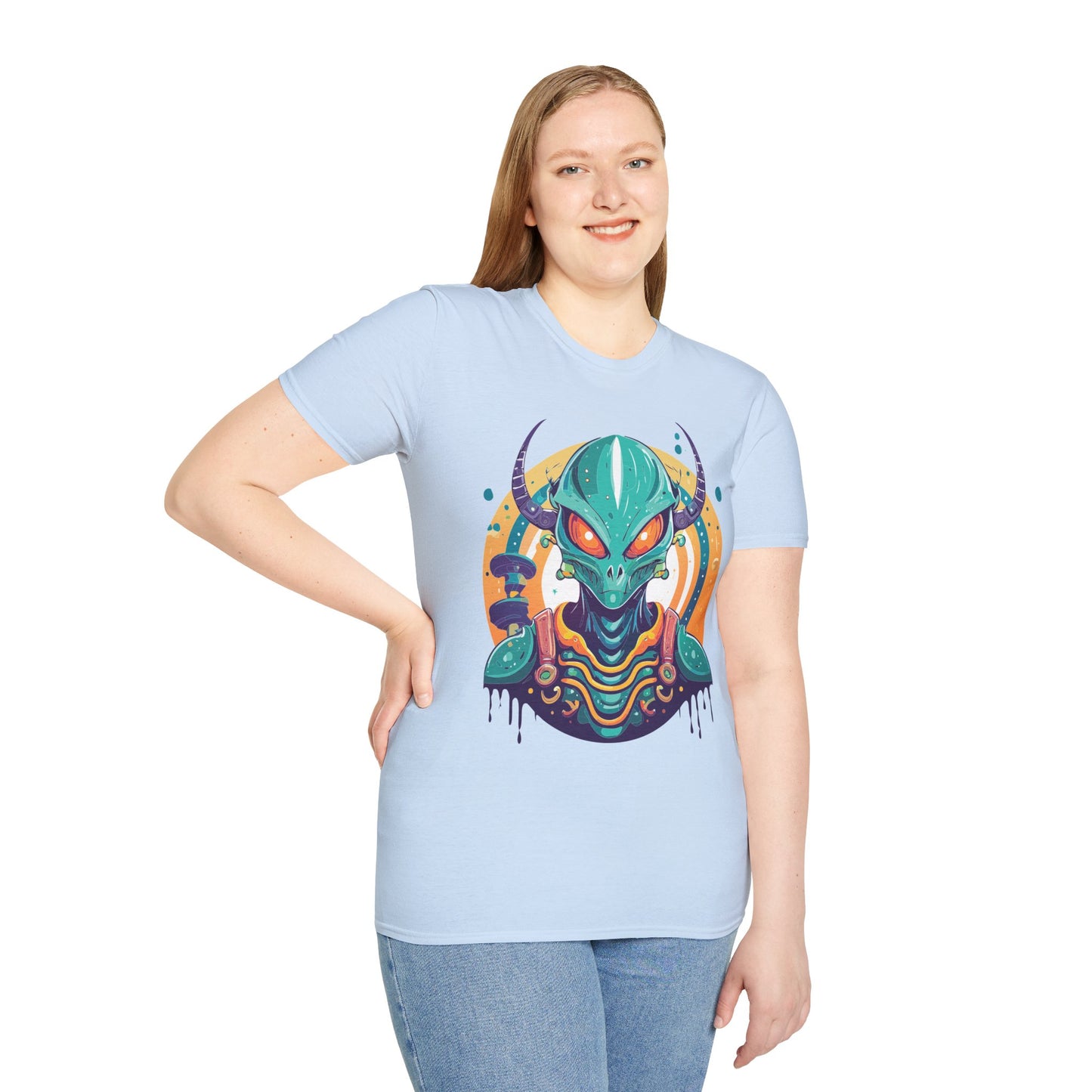 Alien T Shirt Cosmos Shirt Unisex Softstyle Tee 100 Percent Ring Spun Cotton Short Sleeve