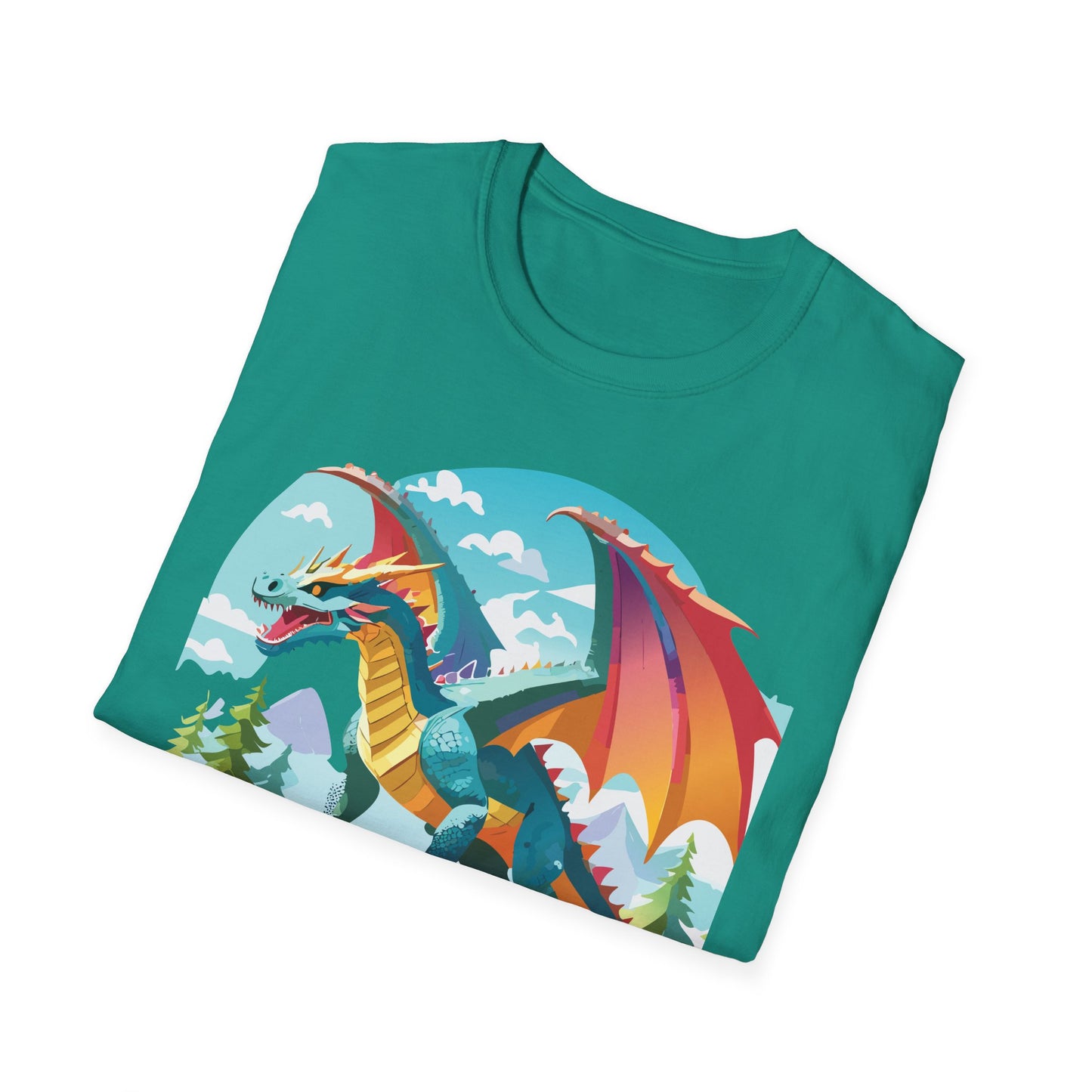 Dragon Graphic Tee Unisex Softstyle 100 Percent Ring Spun Cotton Animal Art Print Shirt