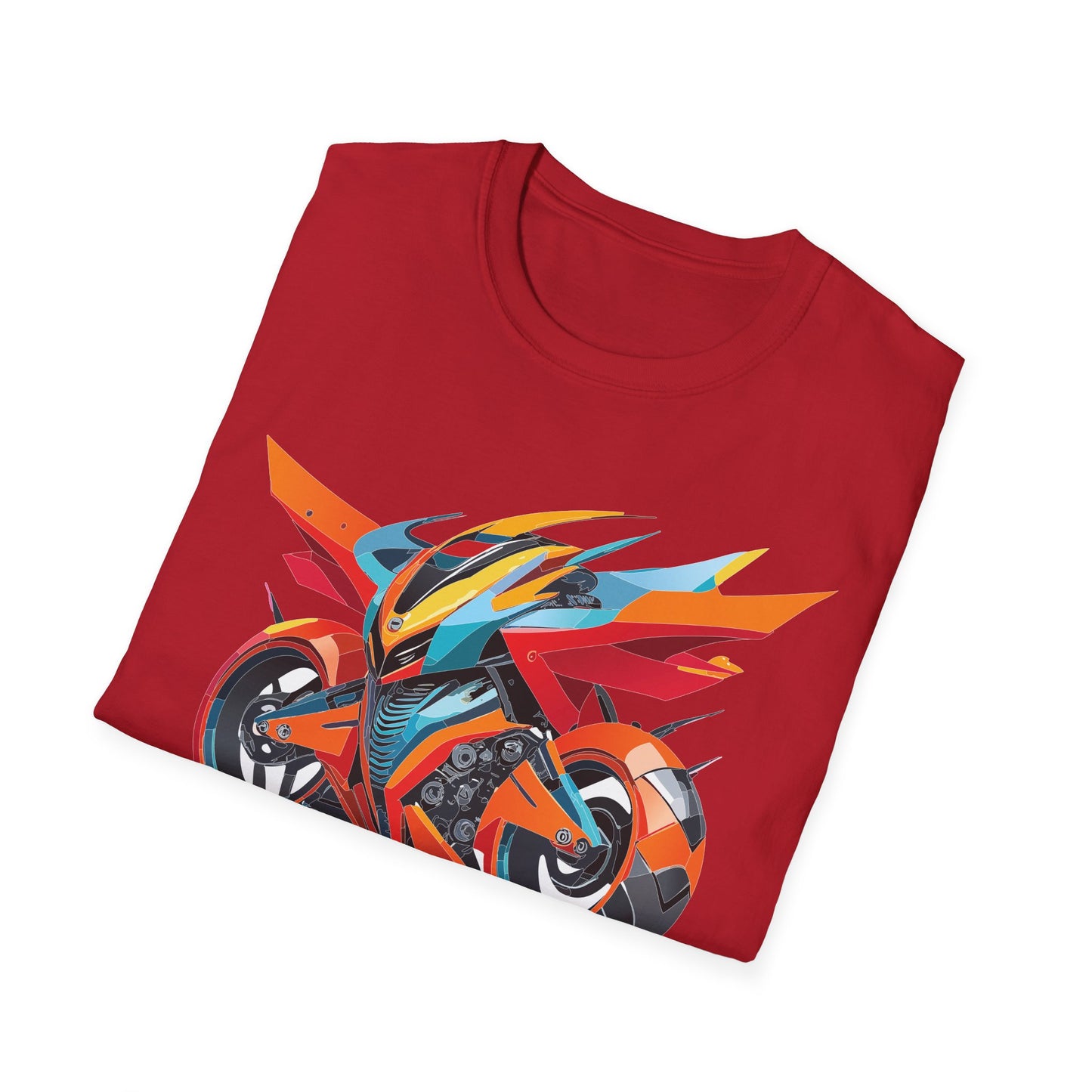 Unisex Bike T Shirt With Motorcycle Art Design Graphic Tee Softstyle 64000 Cotton