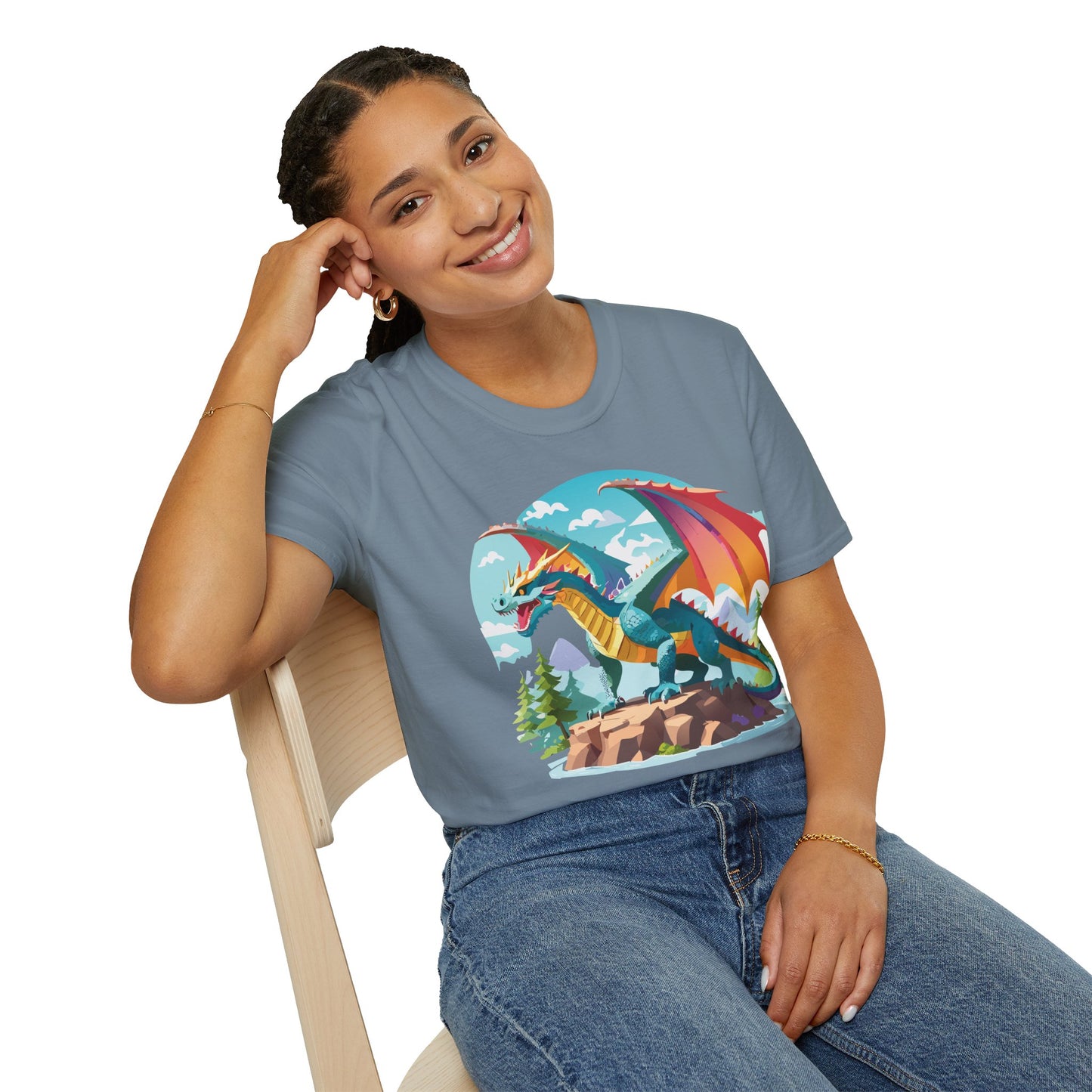 Dragon Graphic Tee Unisex Softstyle 100 Percent Ring Spun Cotton Animal Art Print Shirt