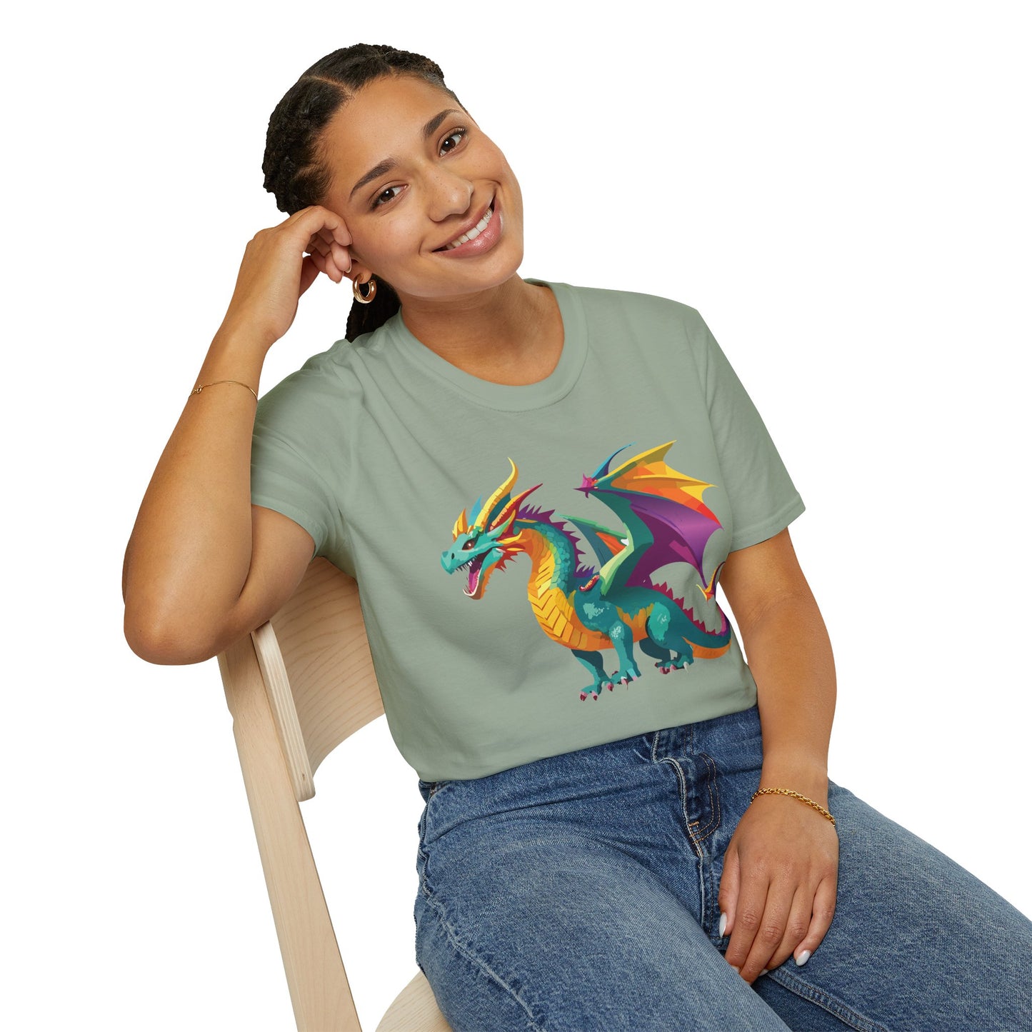 Dragon T Shirt Unisex Short Sleeve Art Design Gildan Softstyle Cotton Tee For Animal Lovers