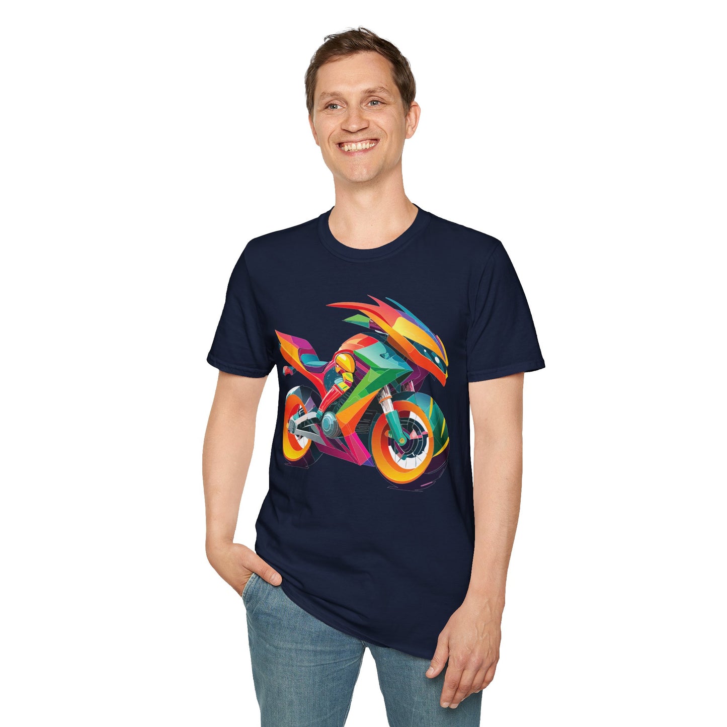 Unisex Bike T Shirt With Motorcycle Artwork Premium Cotton MTB Tee Softstyle 64000