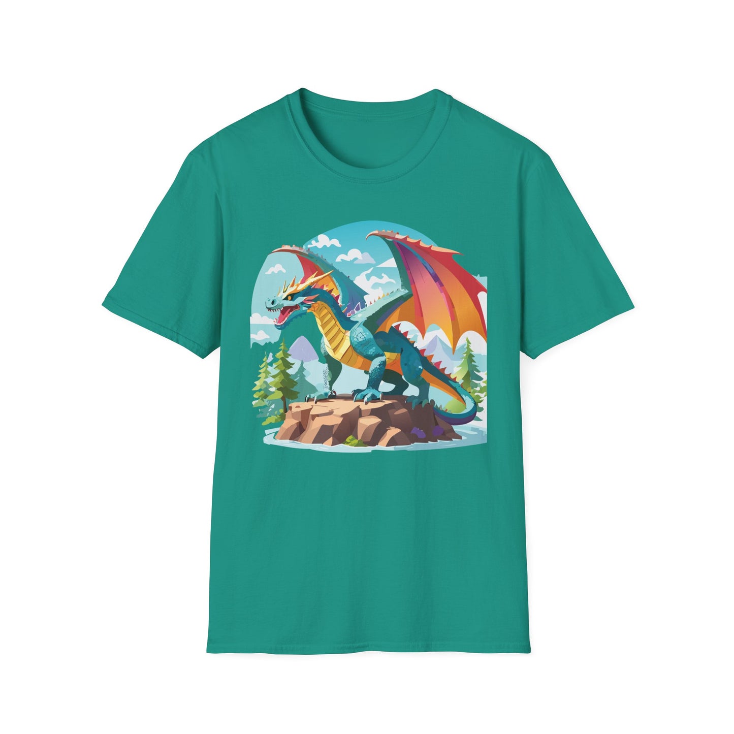Dragon Graphic Tee Unisex Softstyle 100 Percent Ring Spun Cotton Animal Art Print Shirt