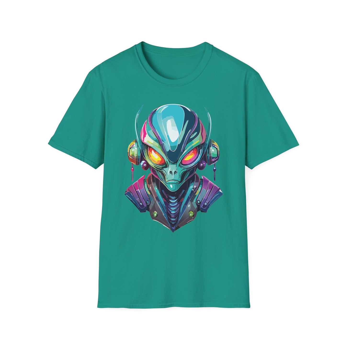 Alien Cosmos Unisex Cotton T Shirt With Alien Artwork Softstyle Ring Spun Cotton 64000