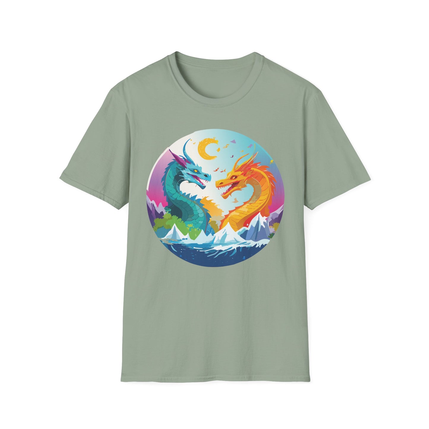 Dragon T Shirt Unisex Gildan Softstyle 64000 Tee Dragon Artwork Animal Print Shirt