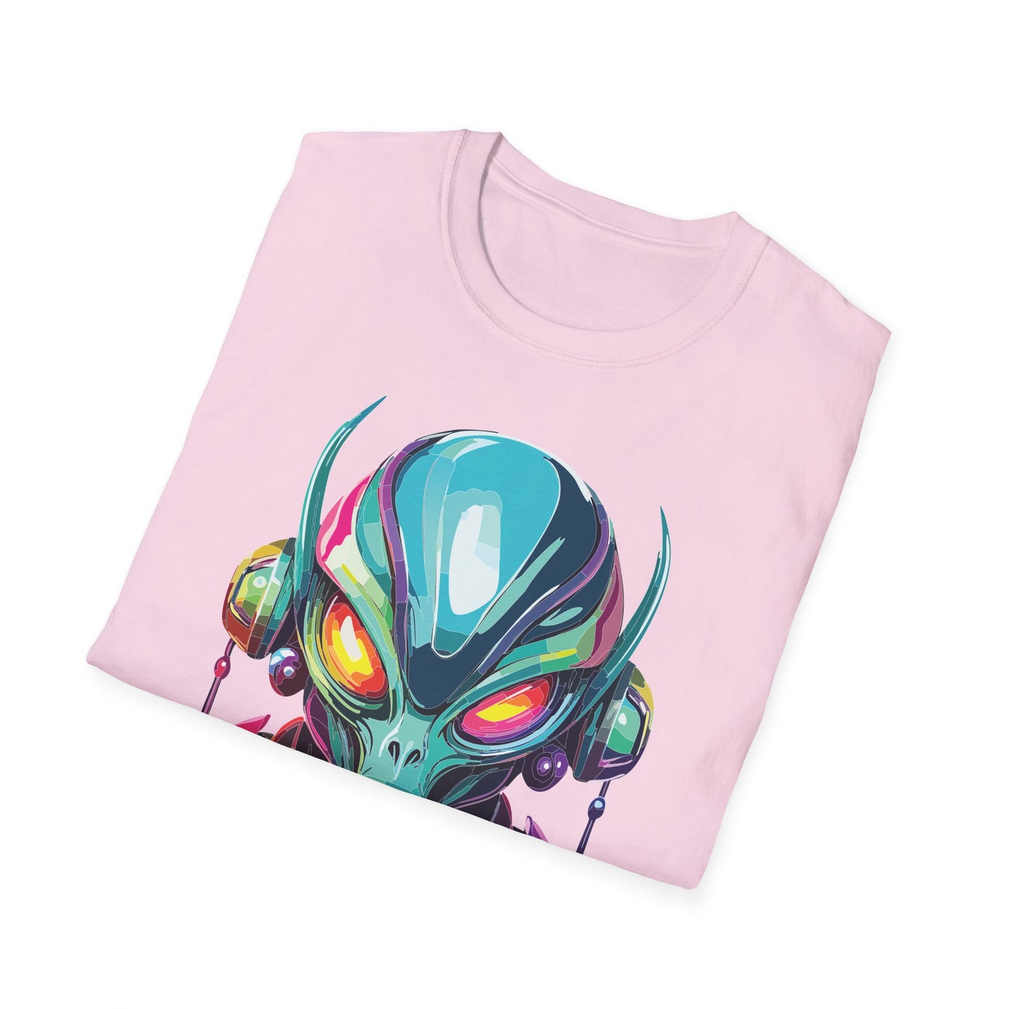 Alien Cosmos Unisex Cotton T Shirt With Alien Artwork Softstyle Ring Spun Cotton 64000
