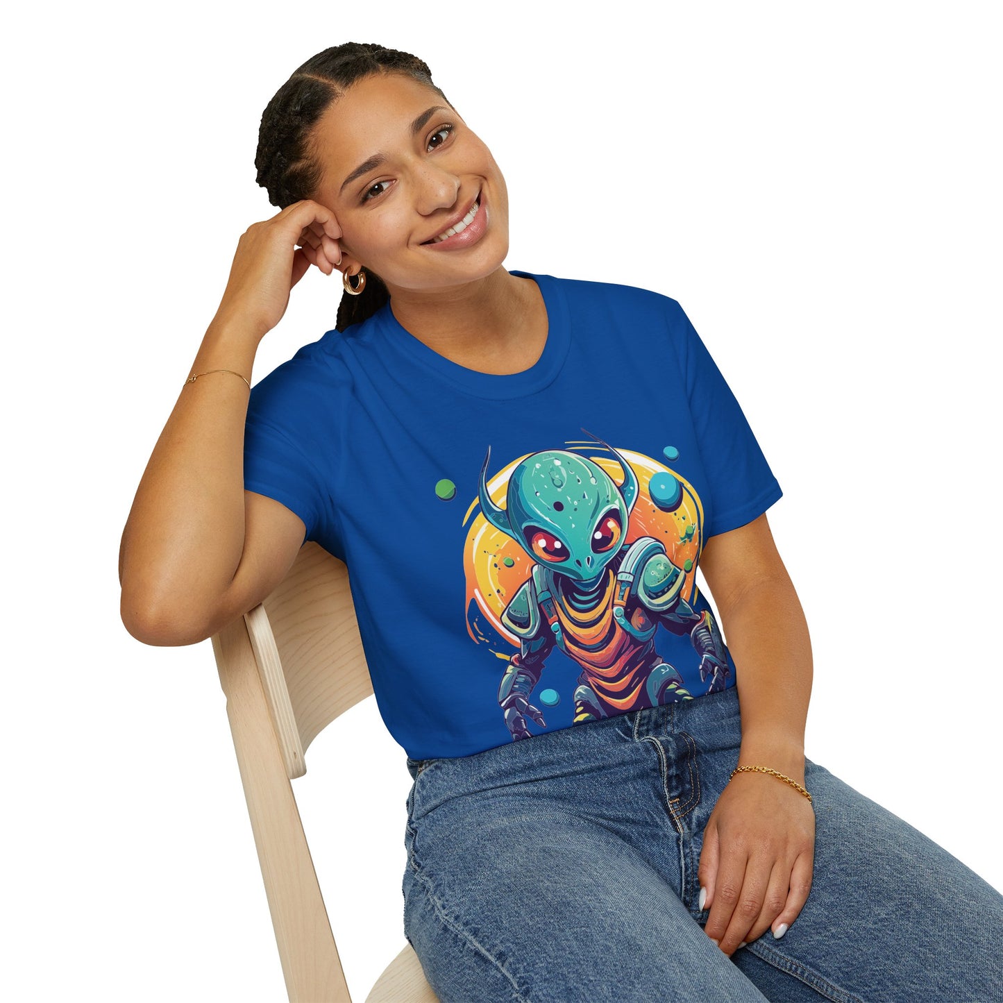 Alien Cosmos Shirt Unisex Softstyle Tee With Alien Art Design Space Theme Graphic Tee