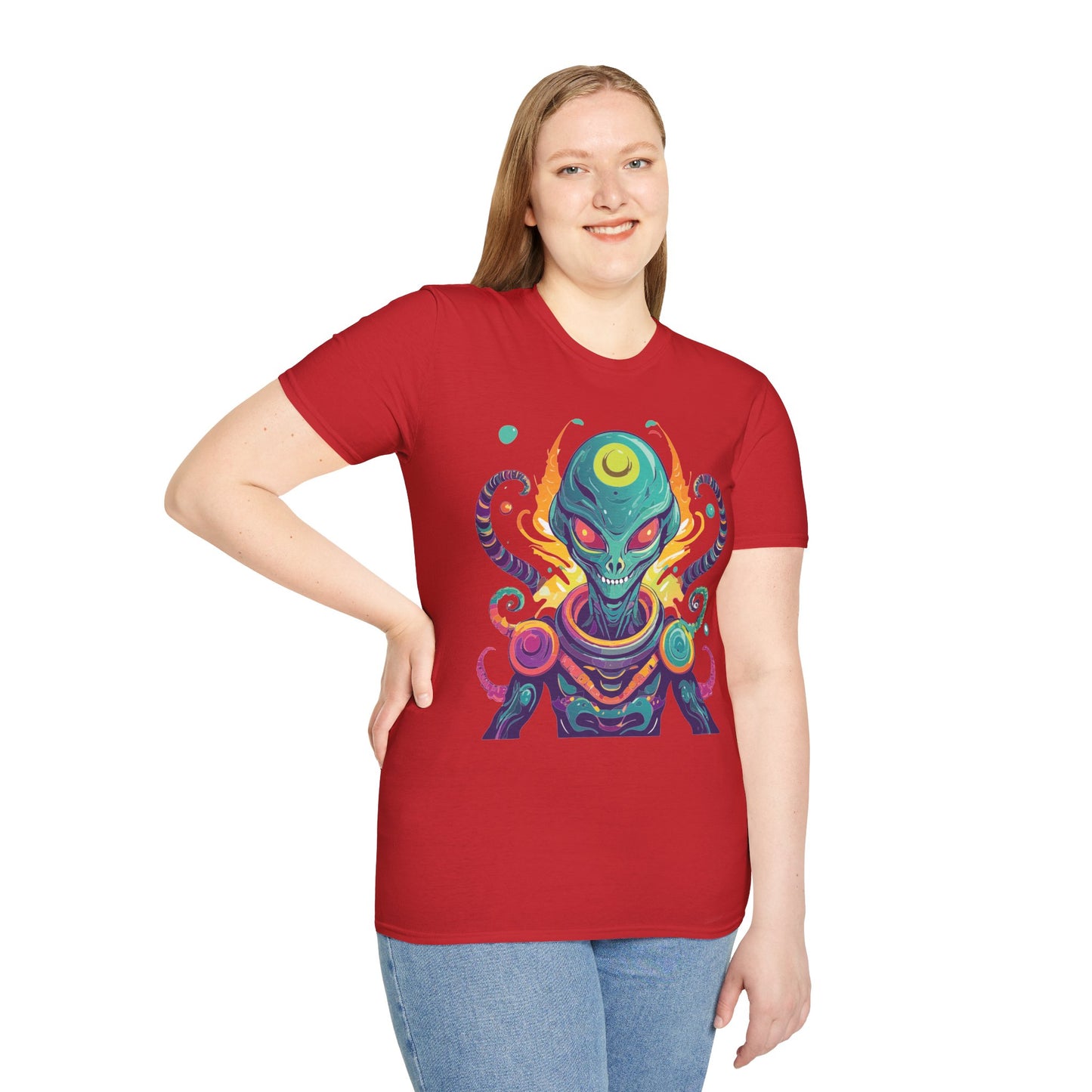 Alien Cosmos Unisex T Shirt With Aliens Design Gildan Softstyle 64000 Comfortable Lightweight Tee