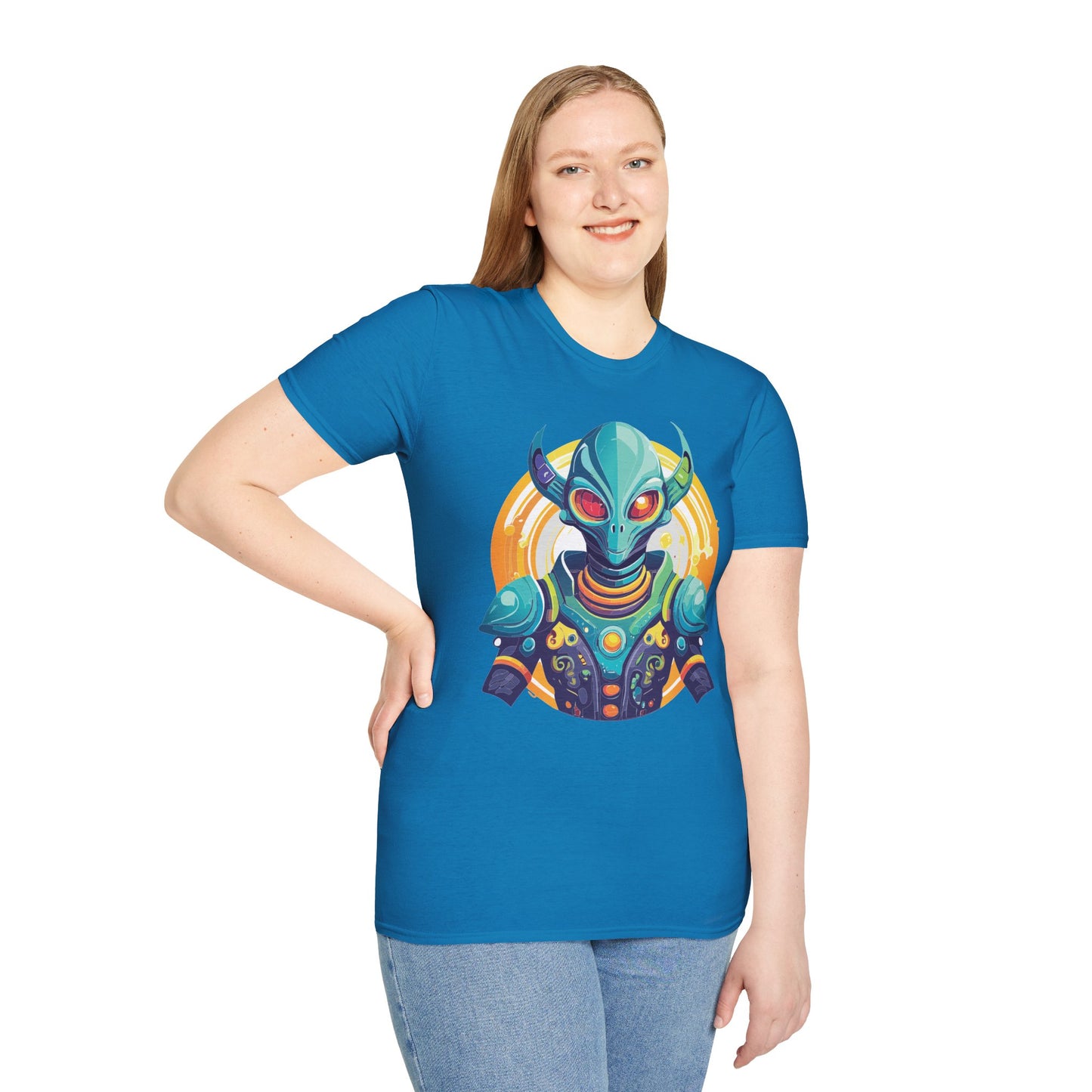 Alien T Shirt Cosmos Design Unisex Softstyle Cotton Tee With Aliens Art Graphic Print