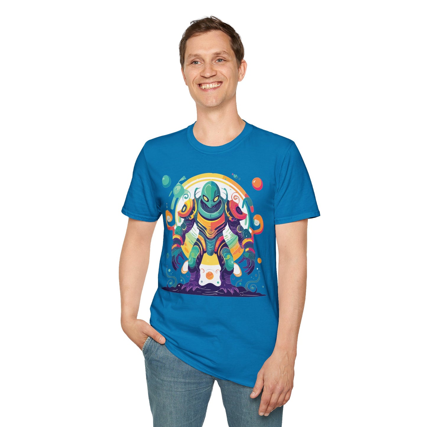 Cosmos Alien T Shirt Unisex Softstyle 64000 with Art Design Durable Comfort Artwork Tee