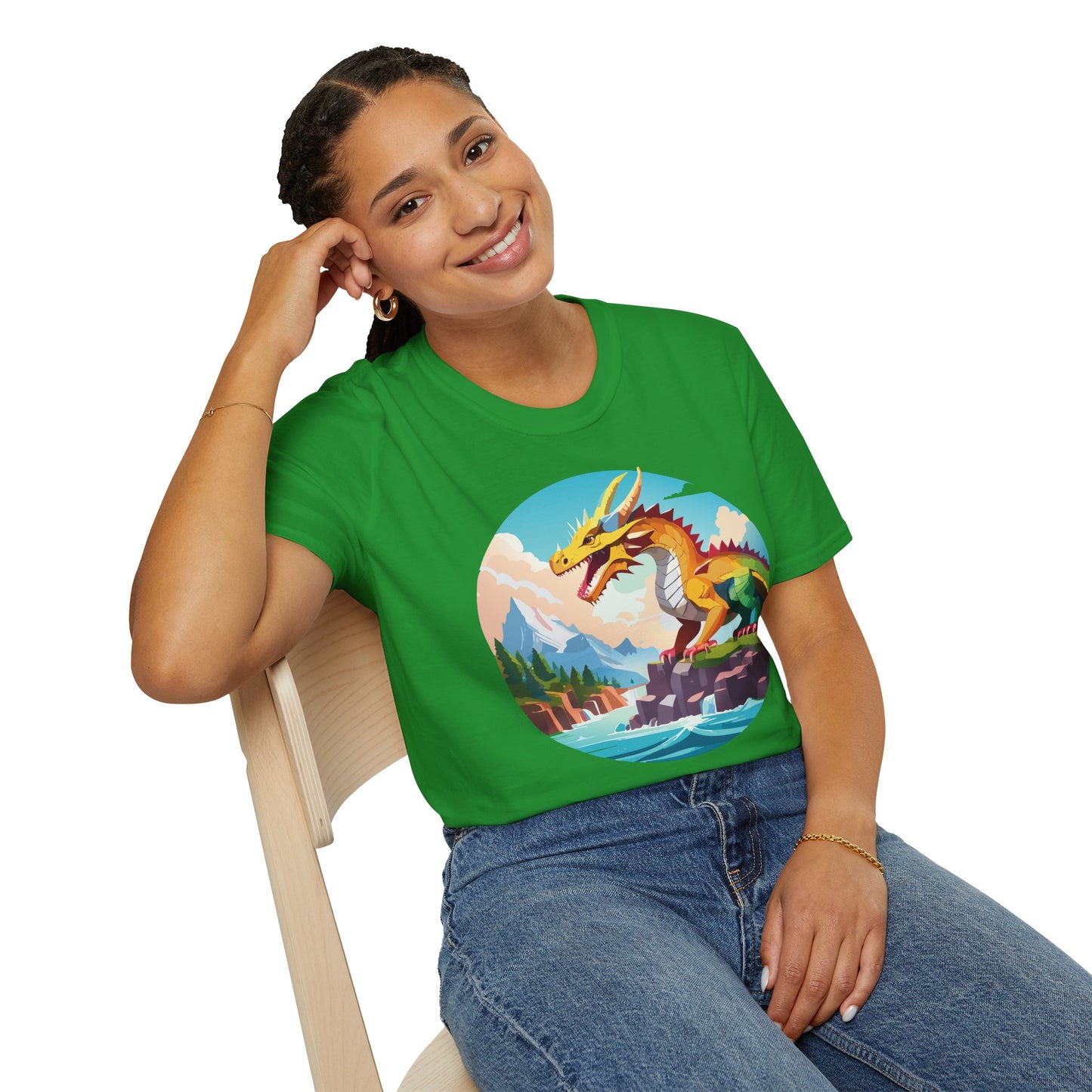 Dragon T Shirt Unisex Softstyle Cotton Tee With Colorful Animal Art Design For Everyday Wear