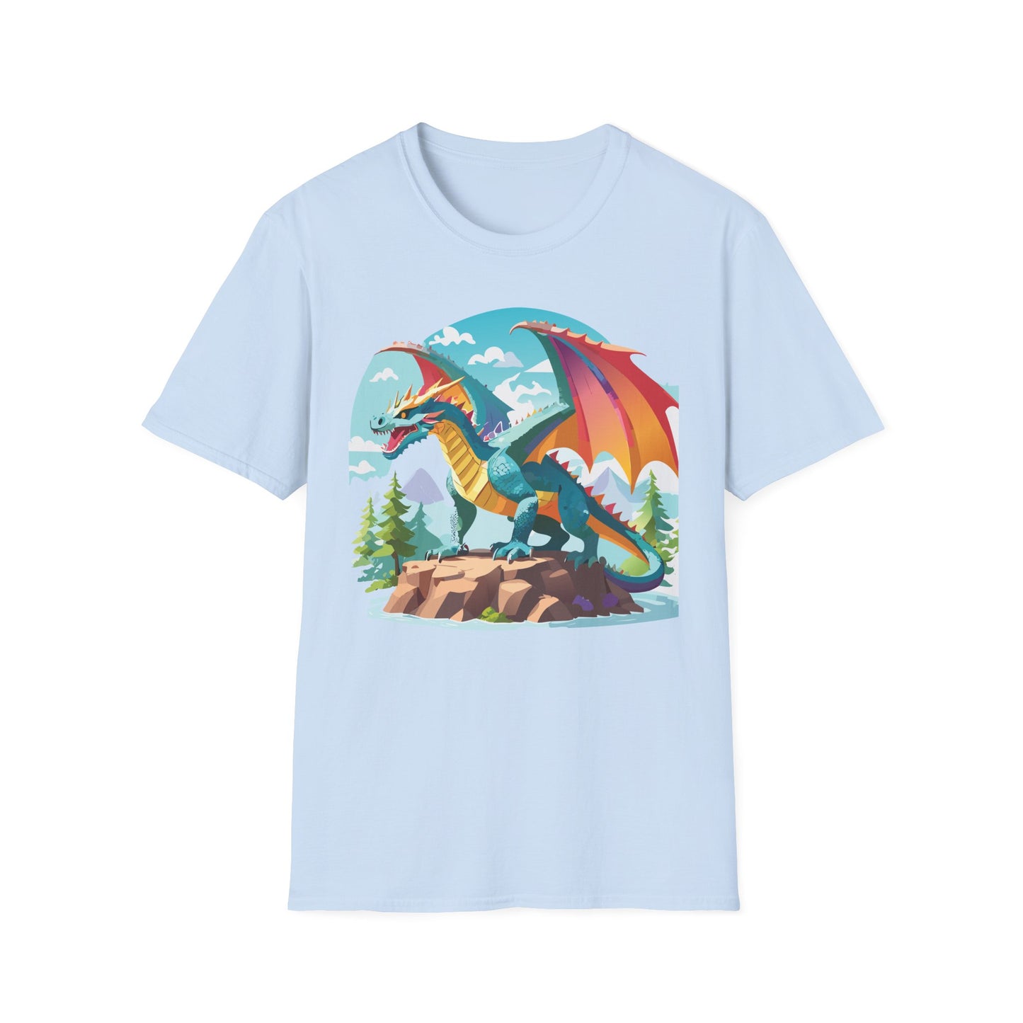 Dragon Graphic Tee Unisex Softstyle 100 Percent Ring Spun Cotton Animal Art Print Shirt