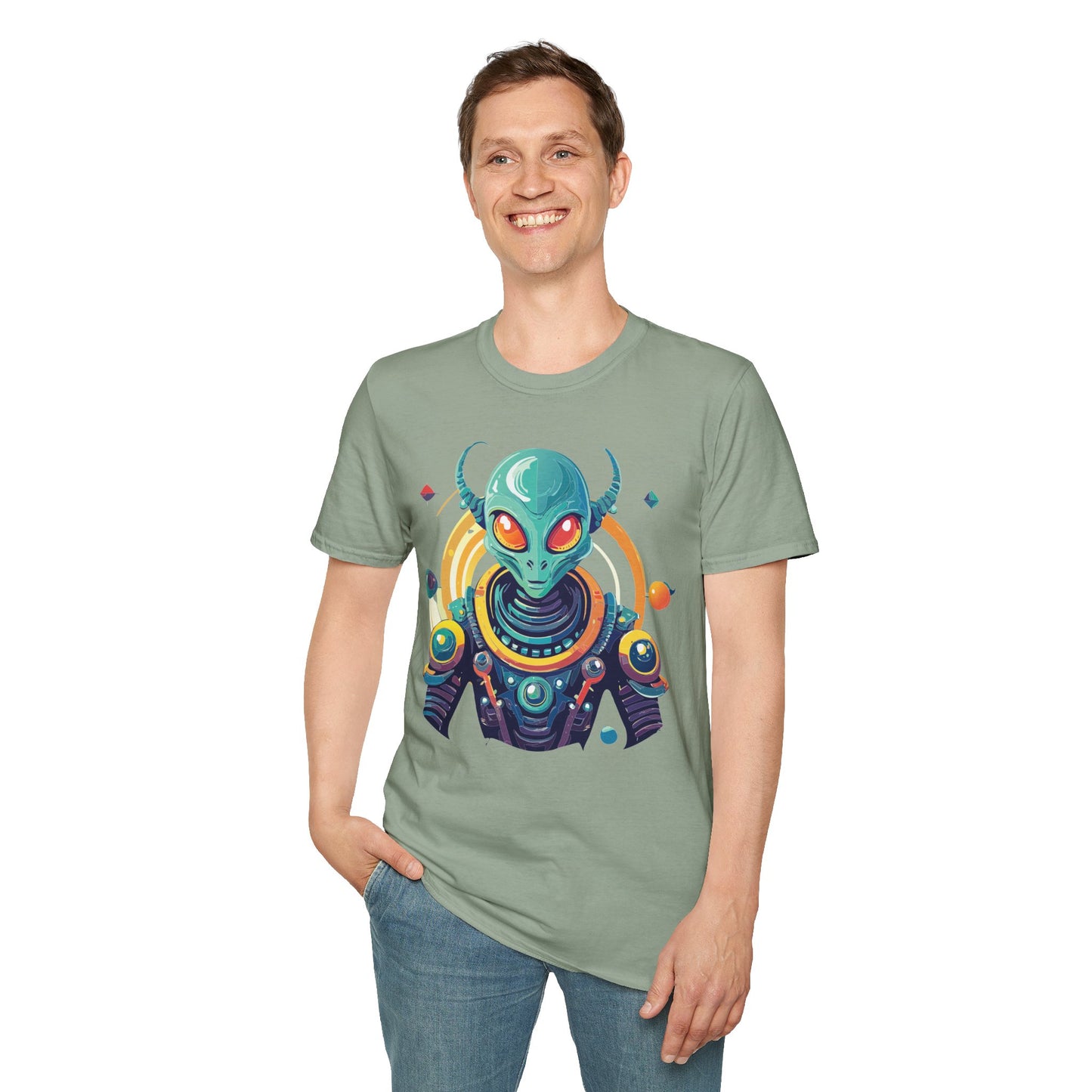Alien Cosmos T Shirt Unisex Softstyle Cotton Tee With Alien Art Design Premium Comfort