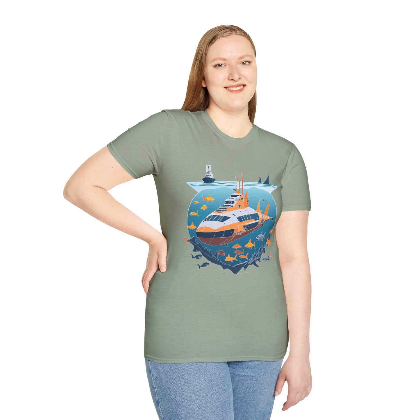 Ocean Tee Shirt, Ocean Shirt, Shirt with Ocean, U boat Tees, Shirt with U-Boat